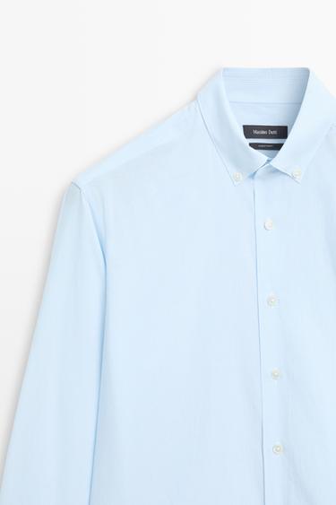 100% Cotton Pinstriped Shirt — SKY BLUE 4