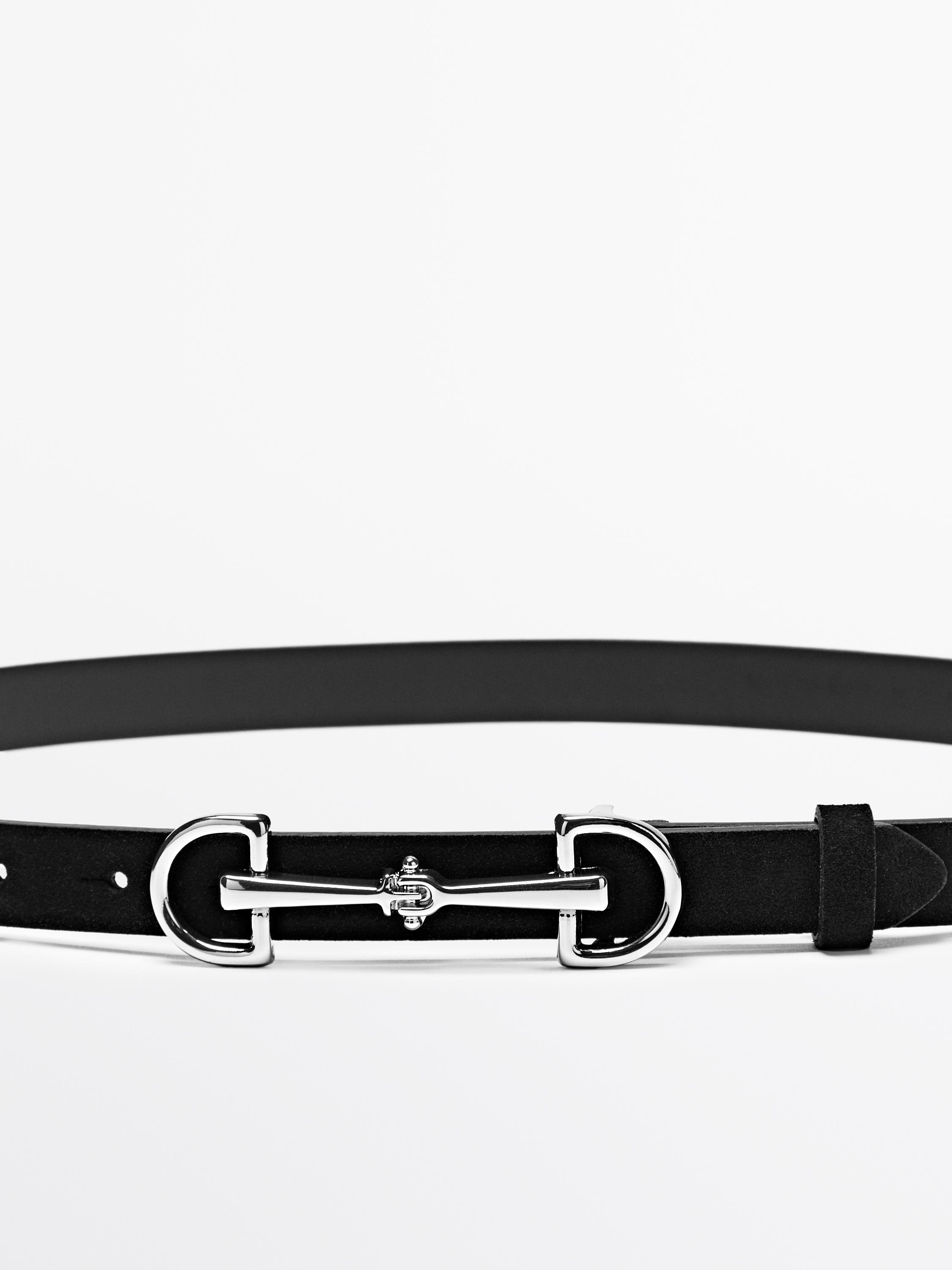 Equestrian split suede leather belt