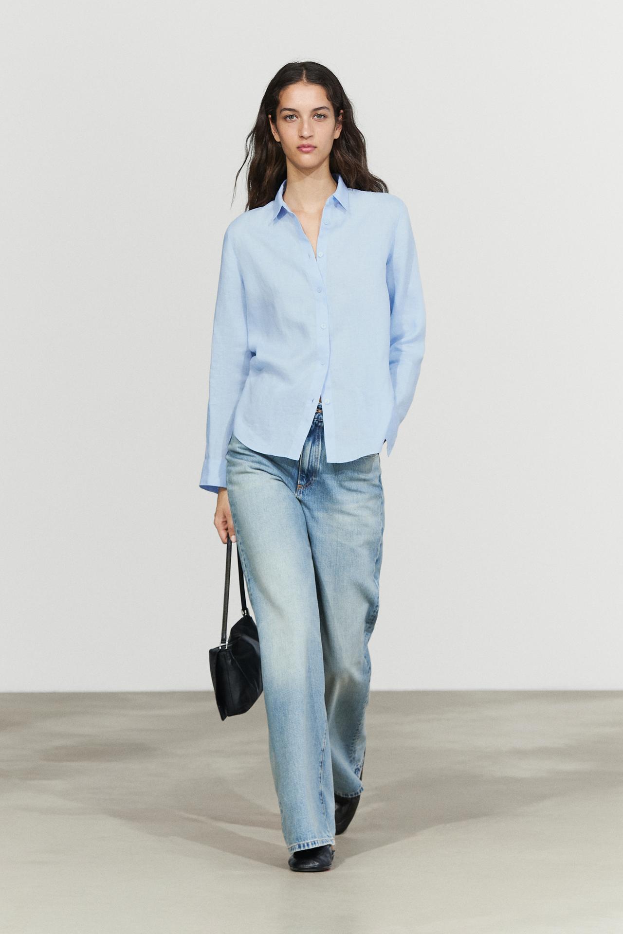 Flowing 100% linen shirt — SKY BLUE