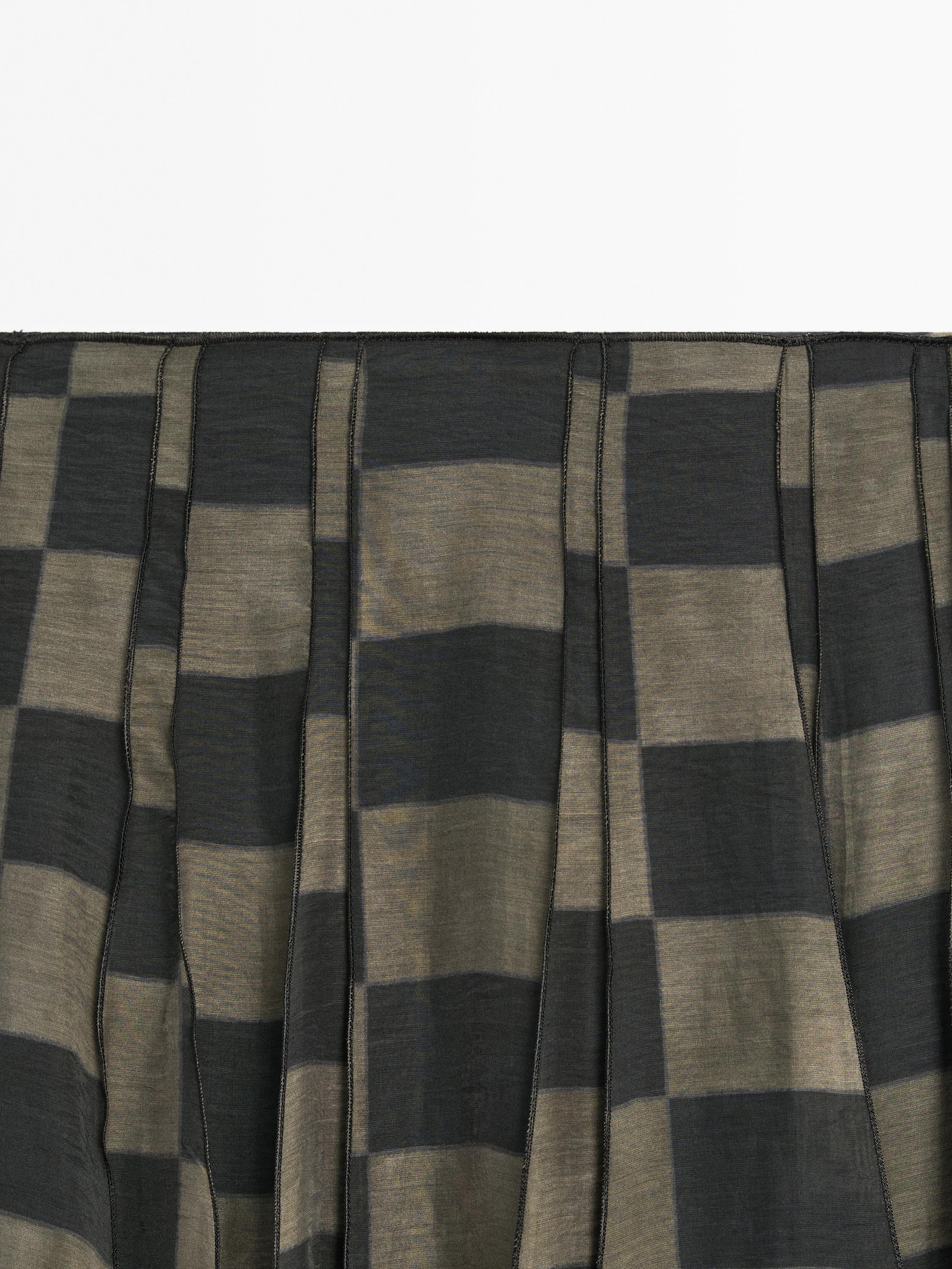 Flowing check midi skirt