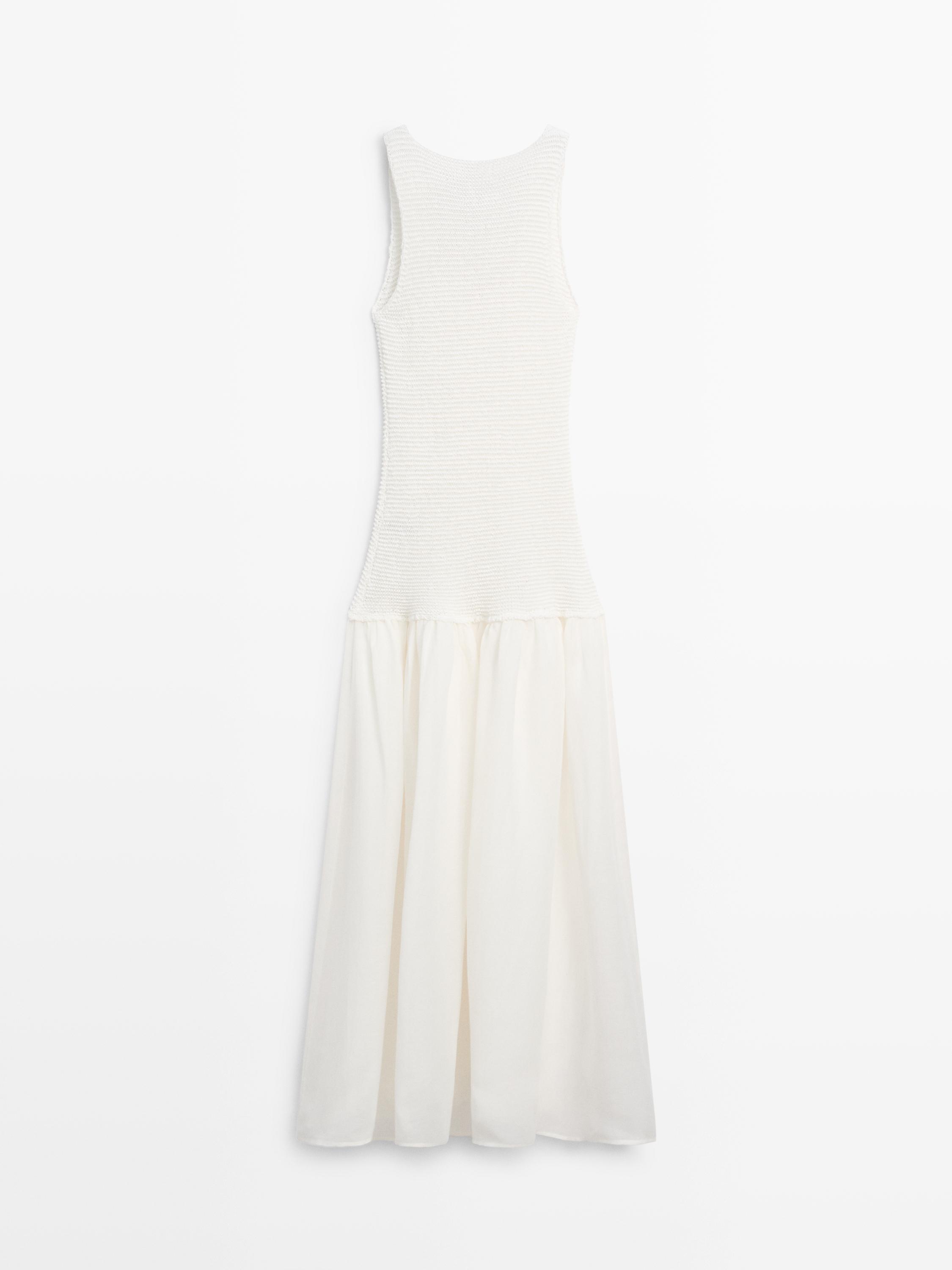 Long matching linen blend dress