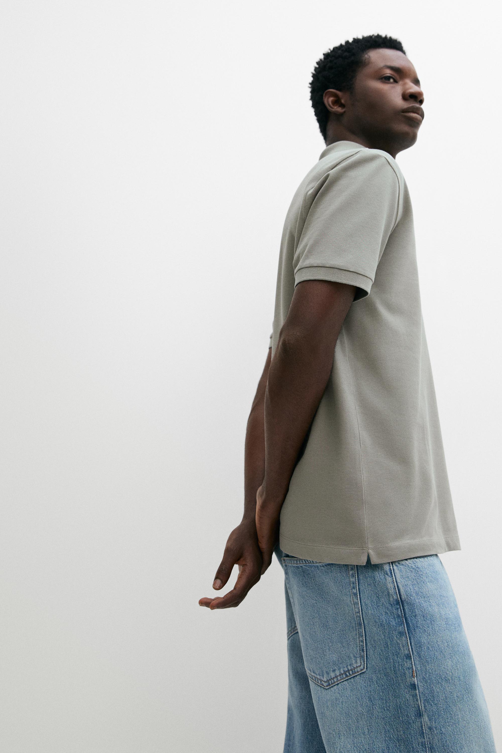 Micro-textured cotton piqué polo shirt — Sea green