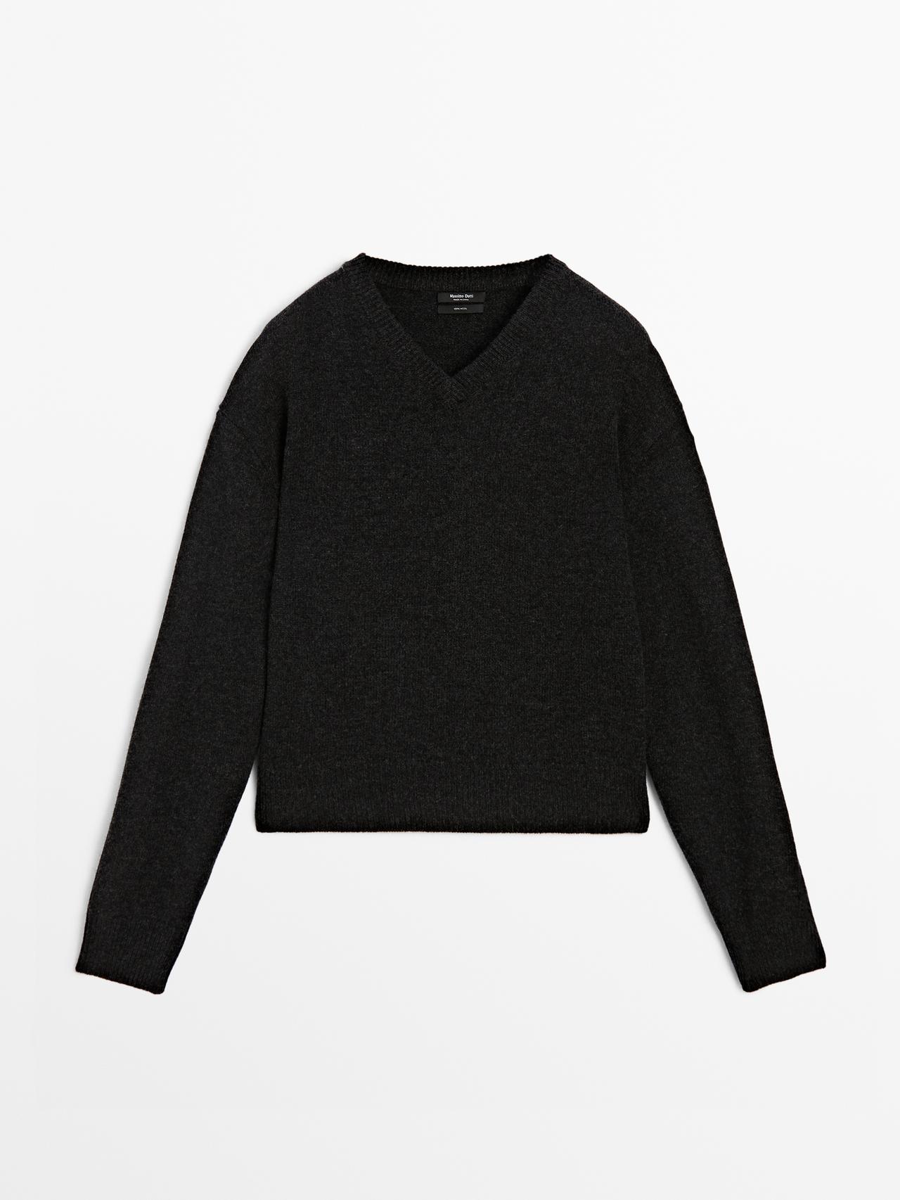 Massimo Dutti - Dame - Striktrøje I 100 % Uld - Koksgrå - Xs