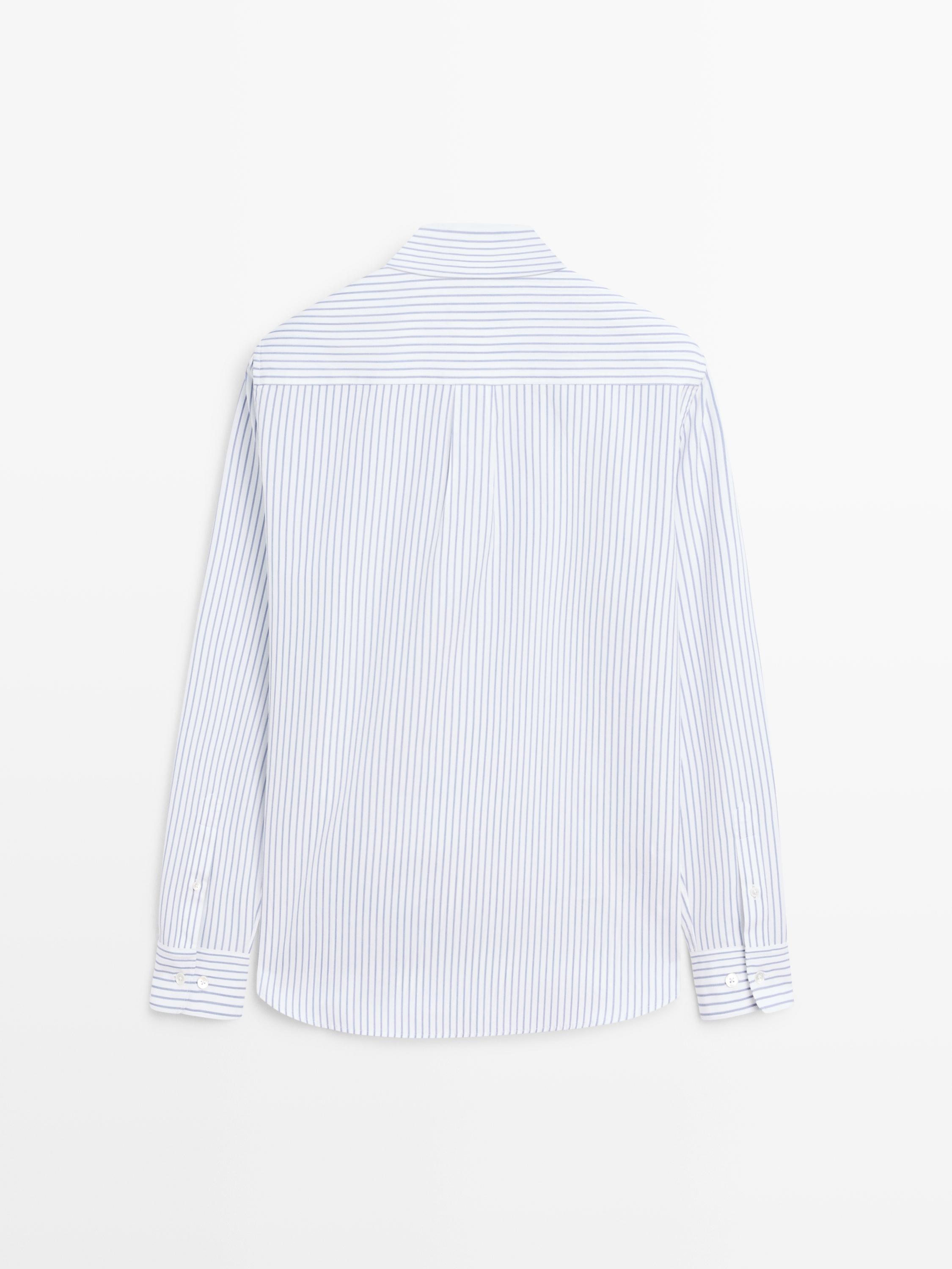Regular fit striped shirt — Light Blue