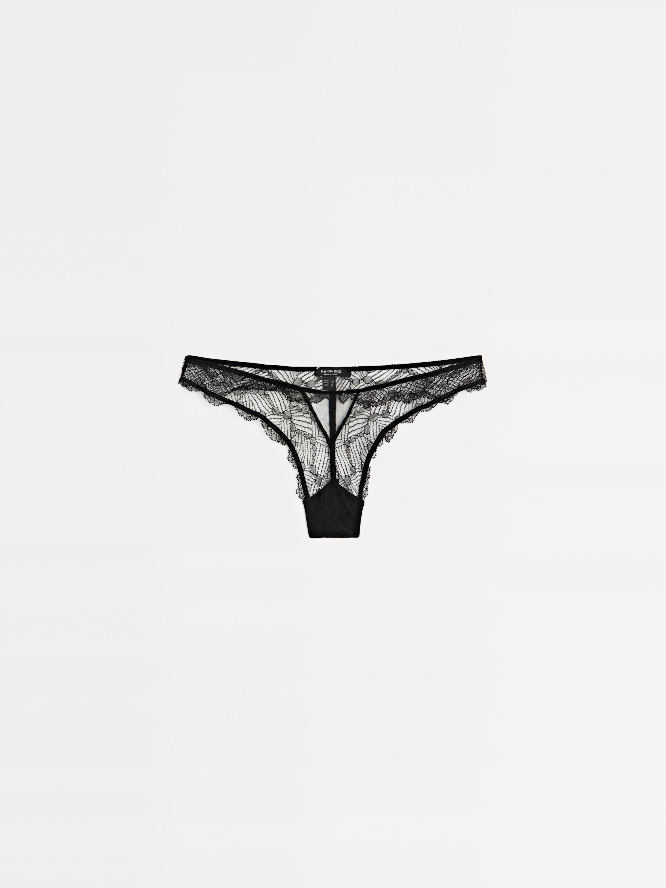 Lace thong with mesh detail