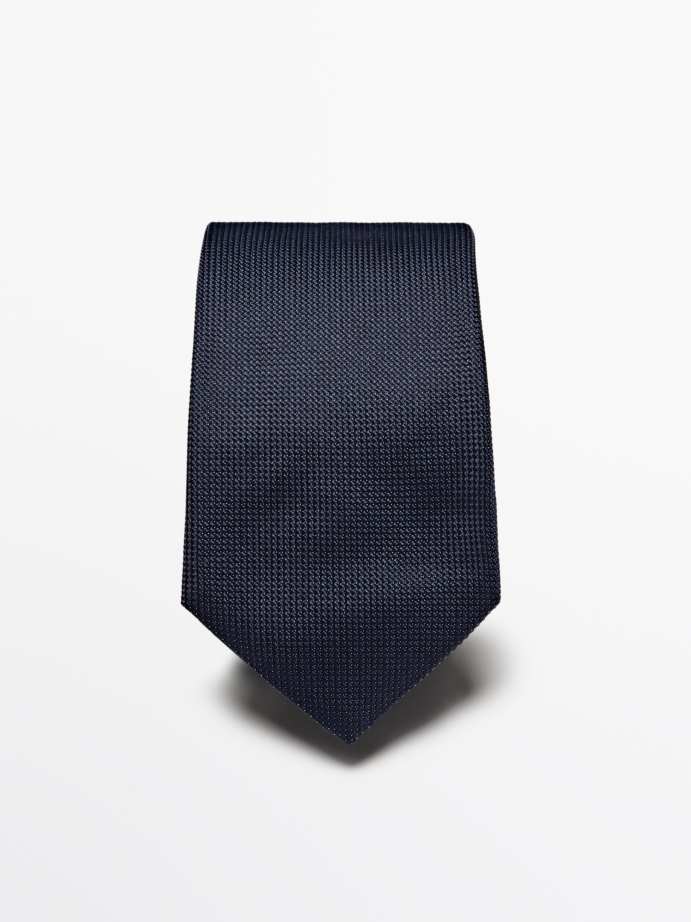 100% mulberry silk polka dot tie — NAVY BLUE