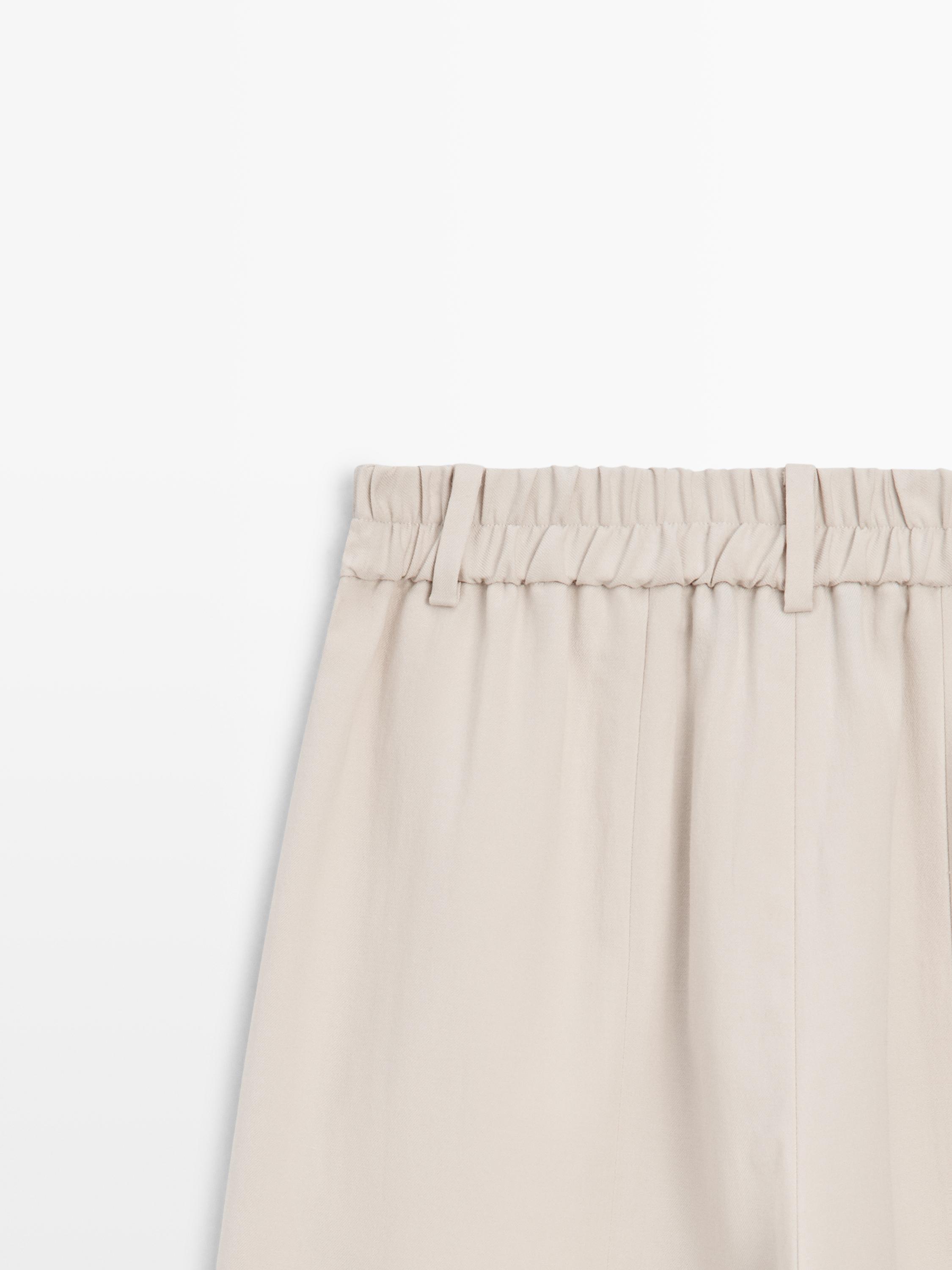 Flowing pants with elasticated waistband — CREAM