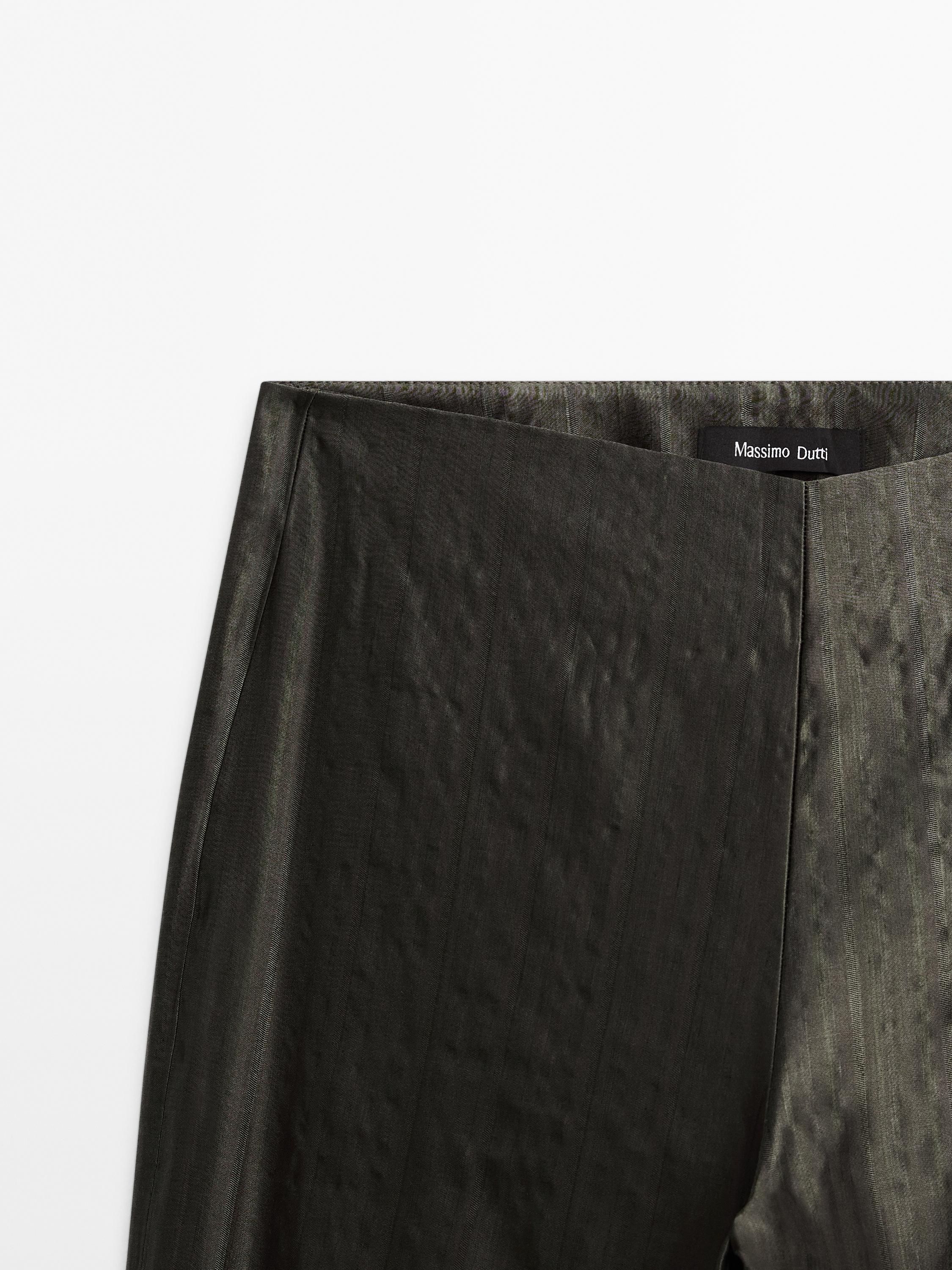 Mid-rise flared jacquard trousers