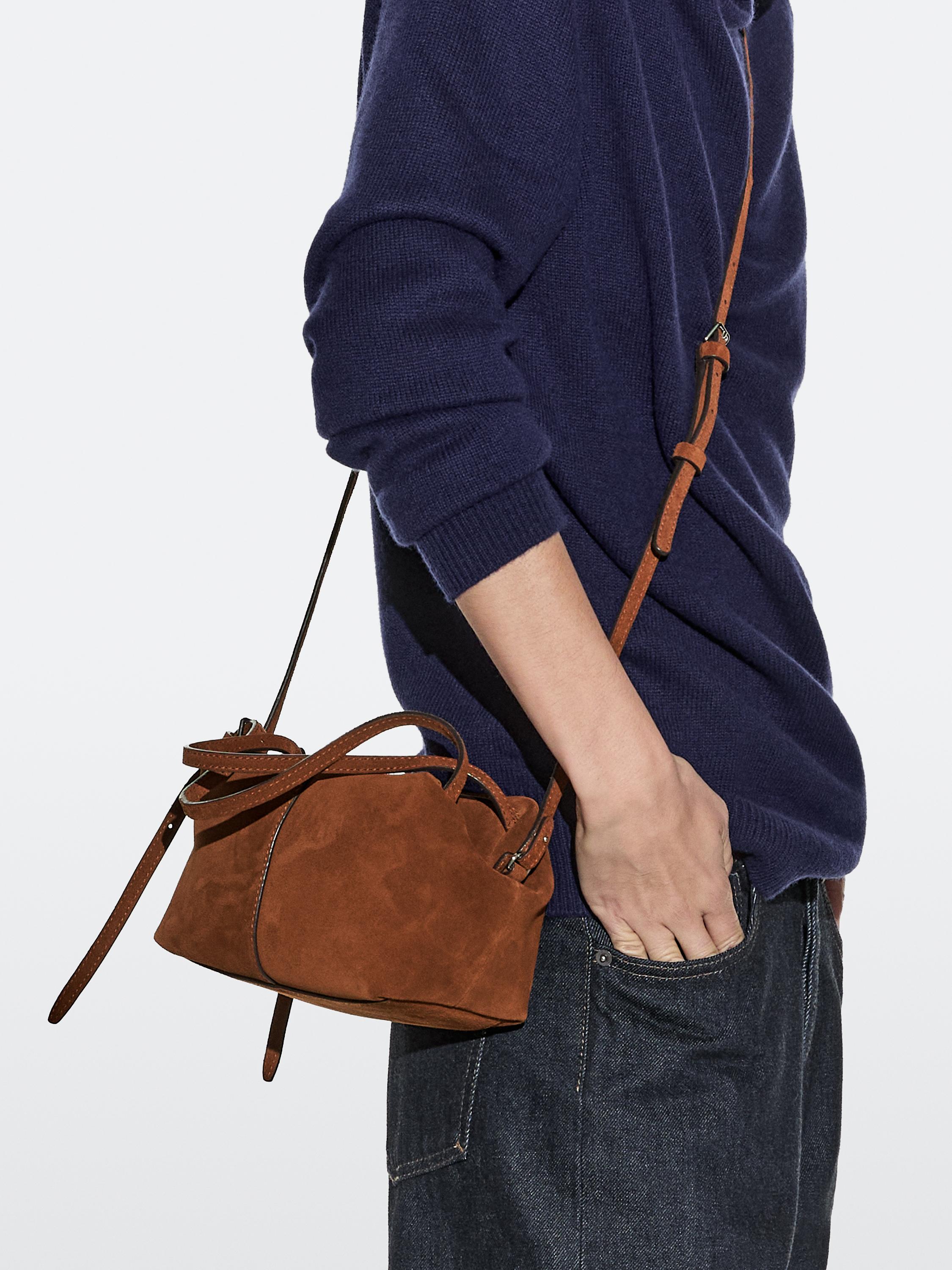 Mini-geantă satchel din piele întoarsă