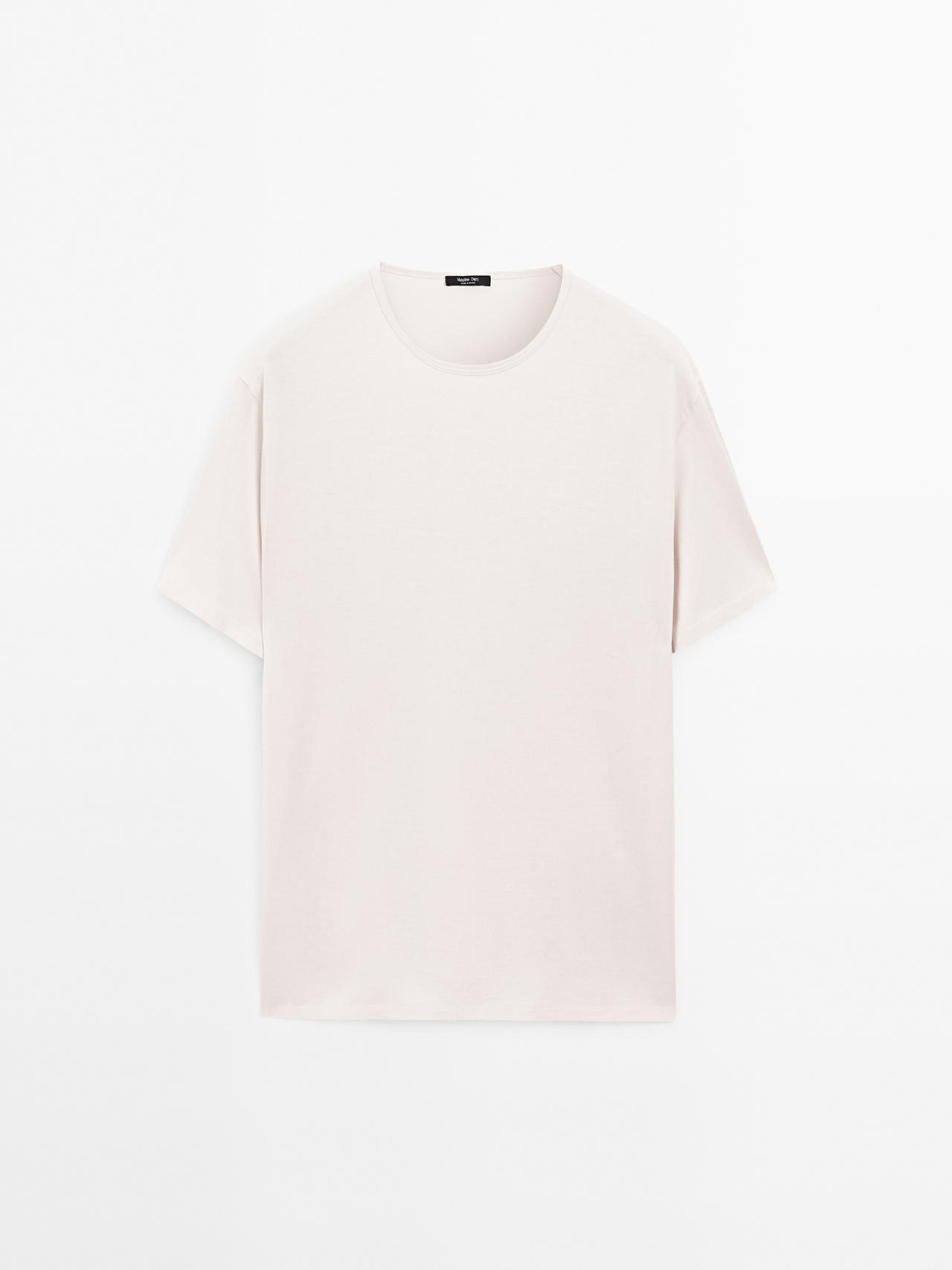 Massimo Dutti - Herre - Let T-Shirt I 100 % Bomuld - Sand - Xl