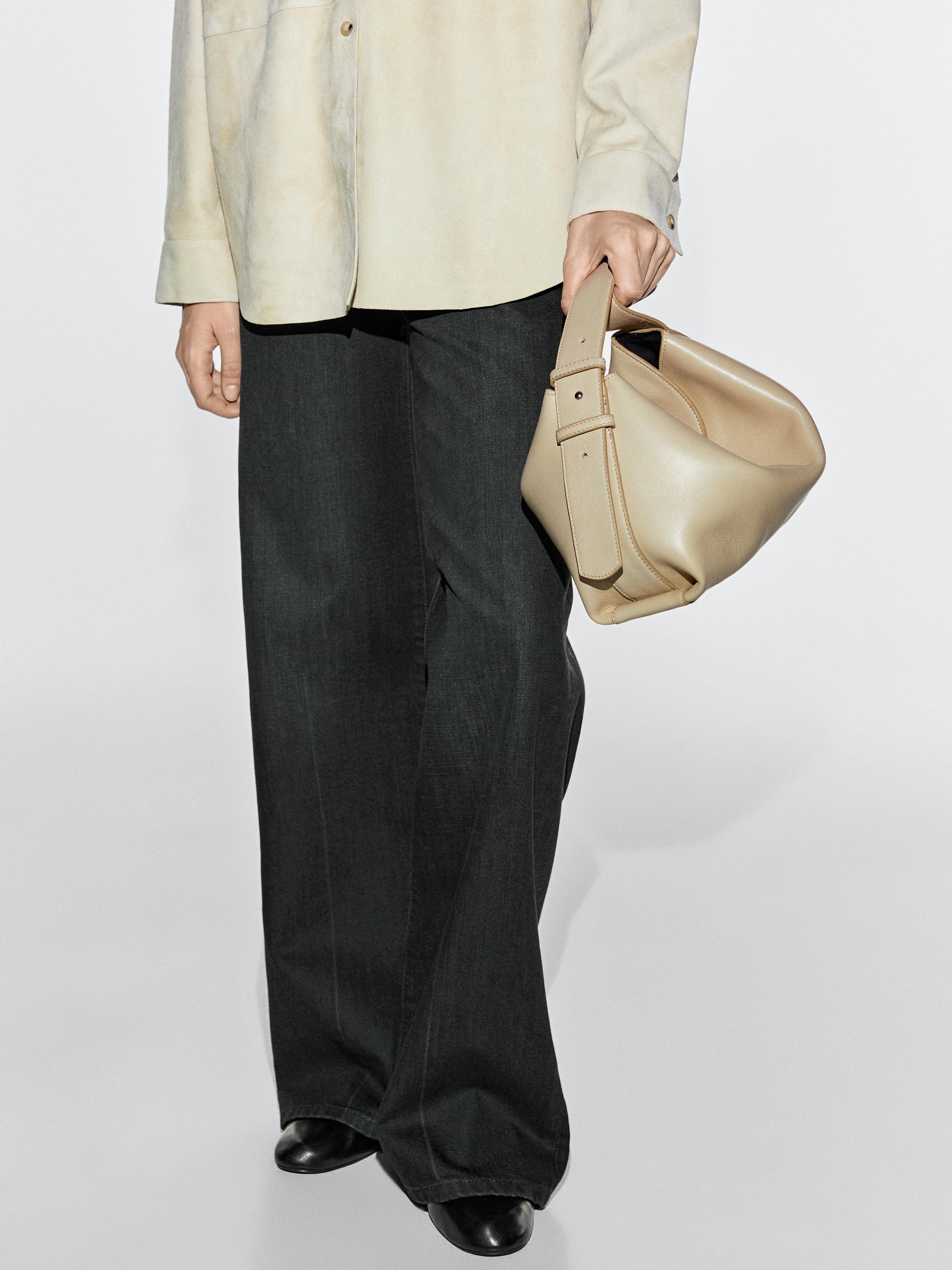 Small nappa leather shoulder bag — SAND