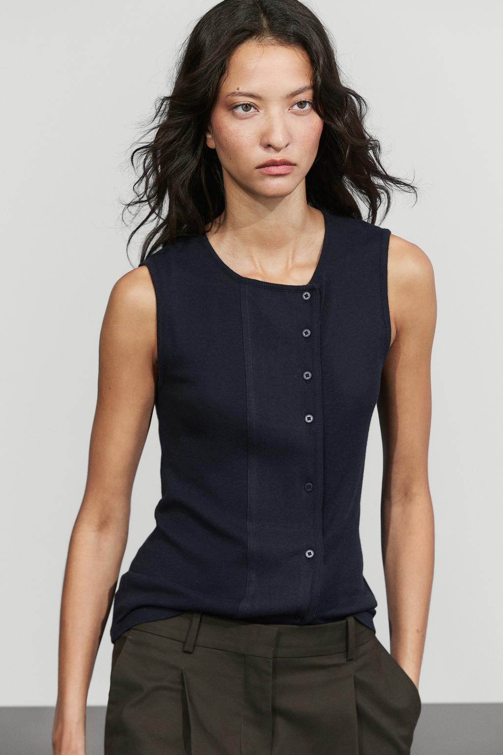 Massimo Dutti Pambıq qarışıqlı düyməli futbolka