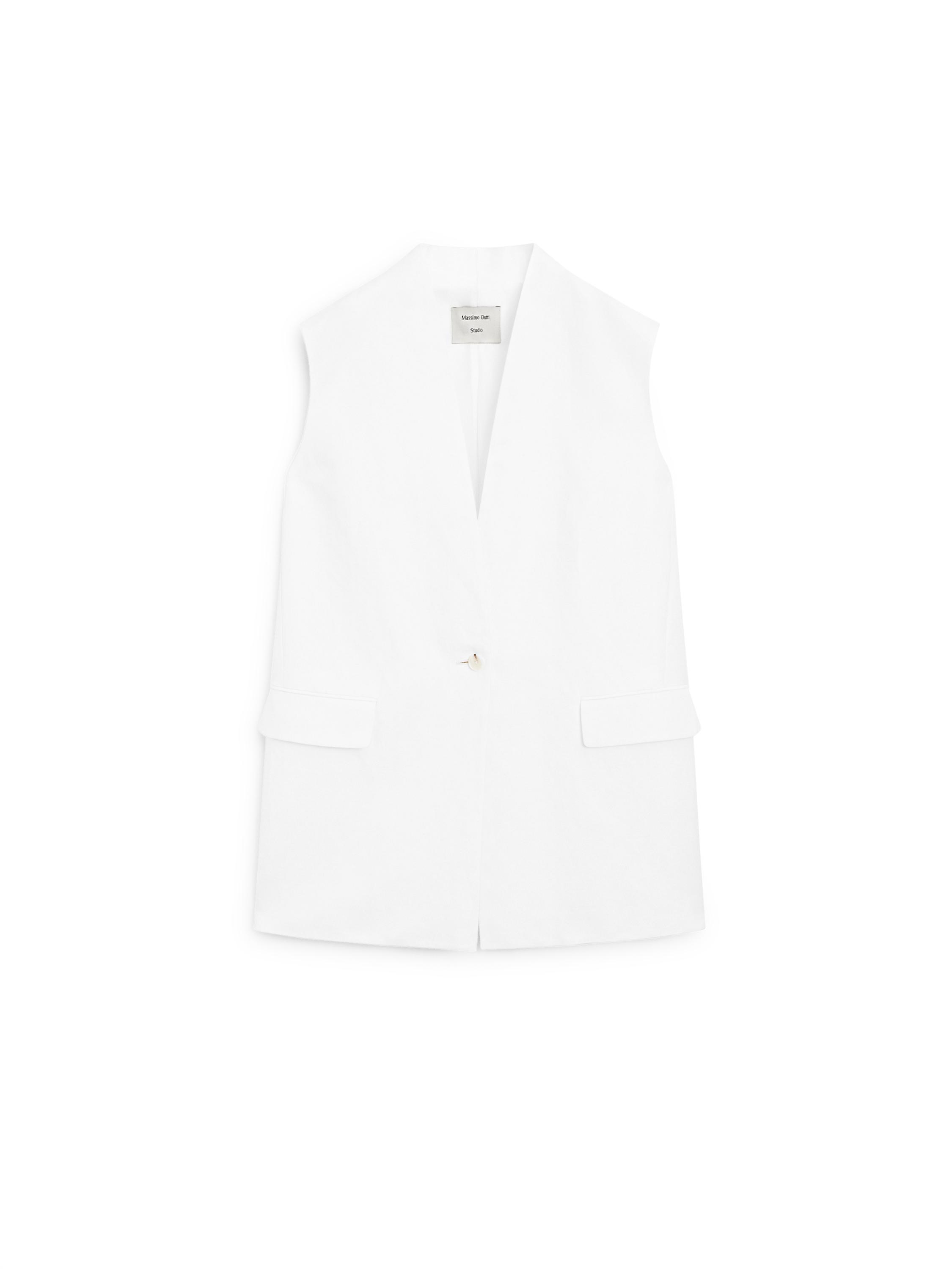 Waistcoat with pocket details - STUDIO — WHITE