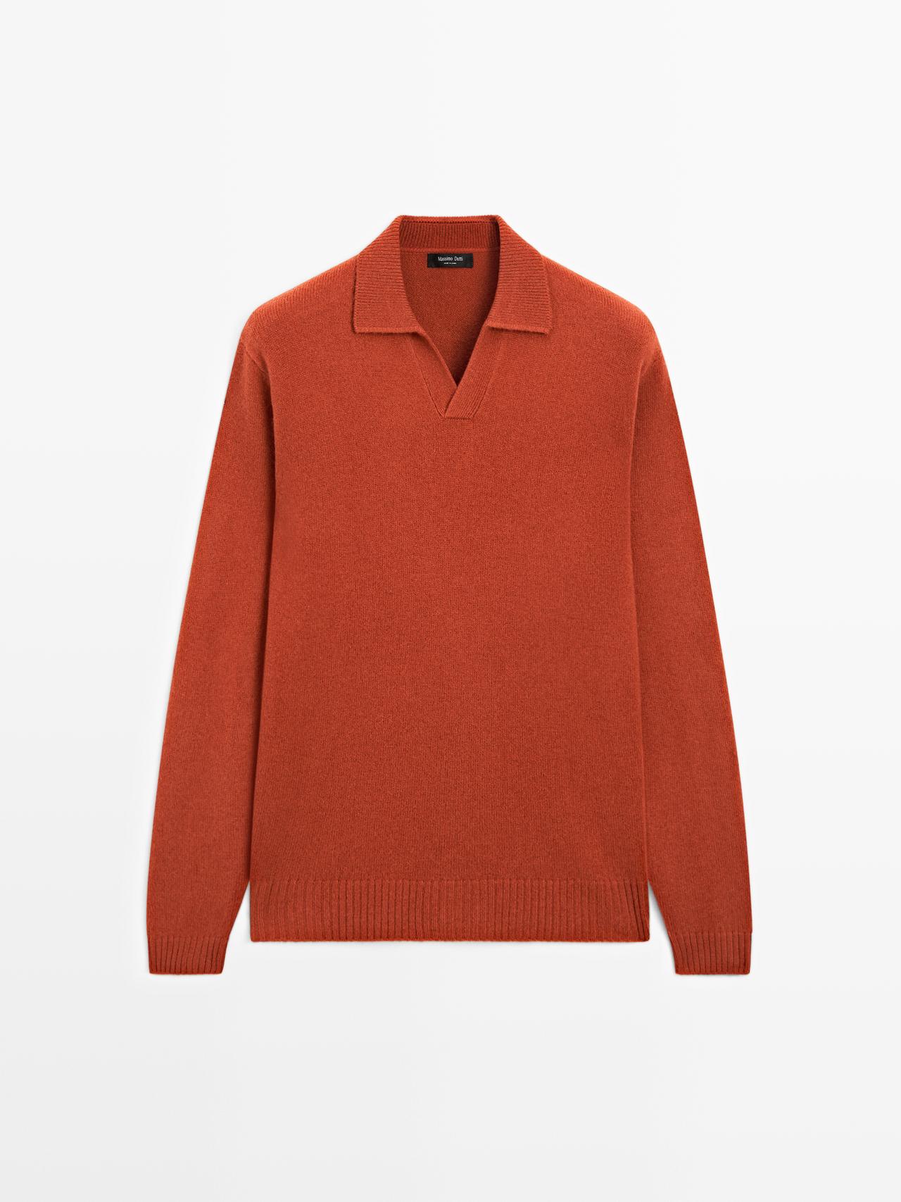 Massimo Dutti - Herre - Polotrøje I Uldblanding Med V-Udskæring - Mandarin - Xl