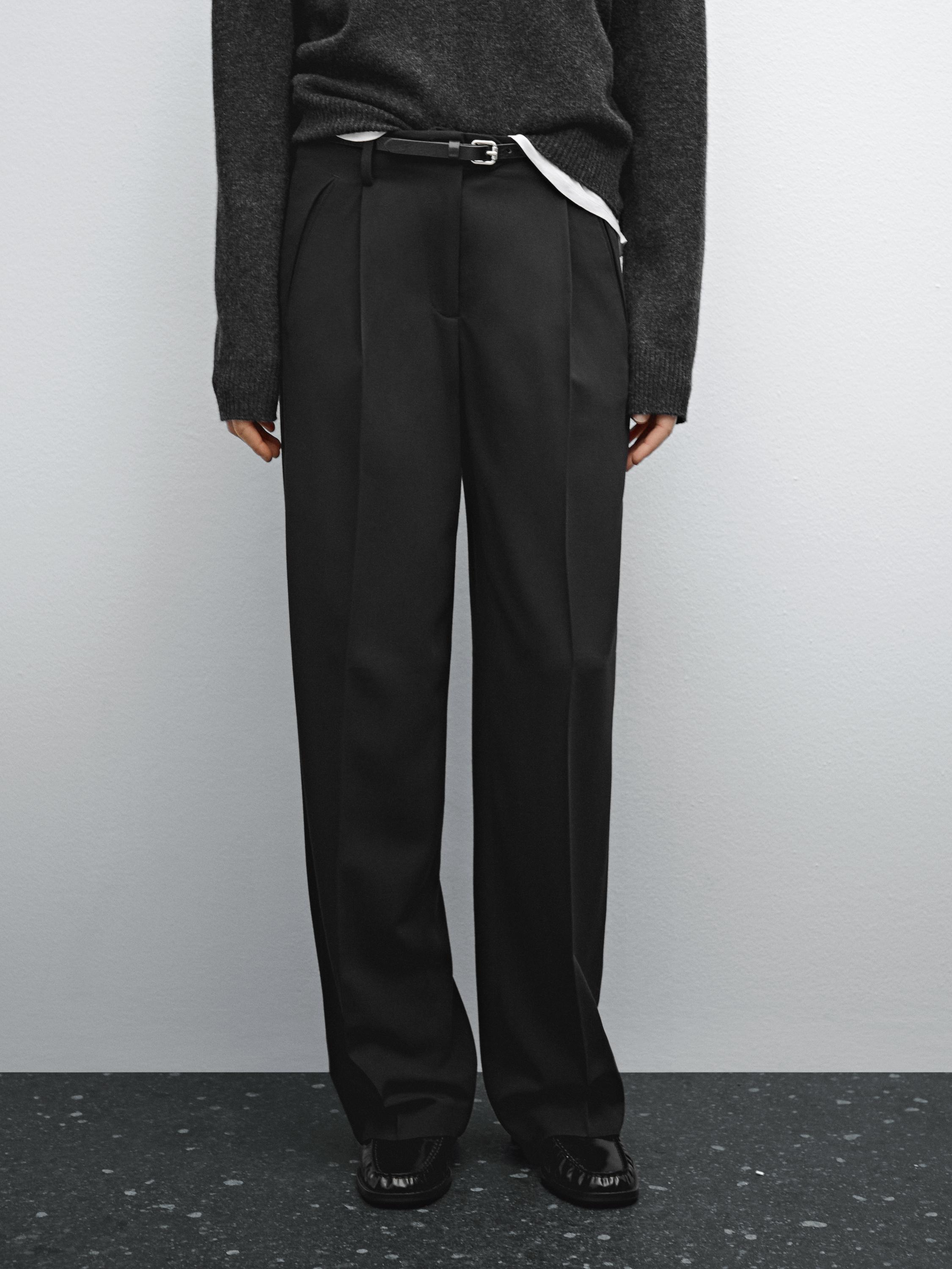 Darted trousers with tab detail