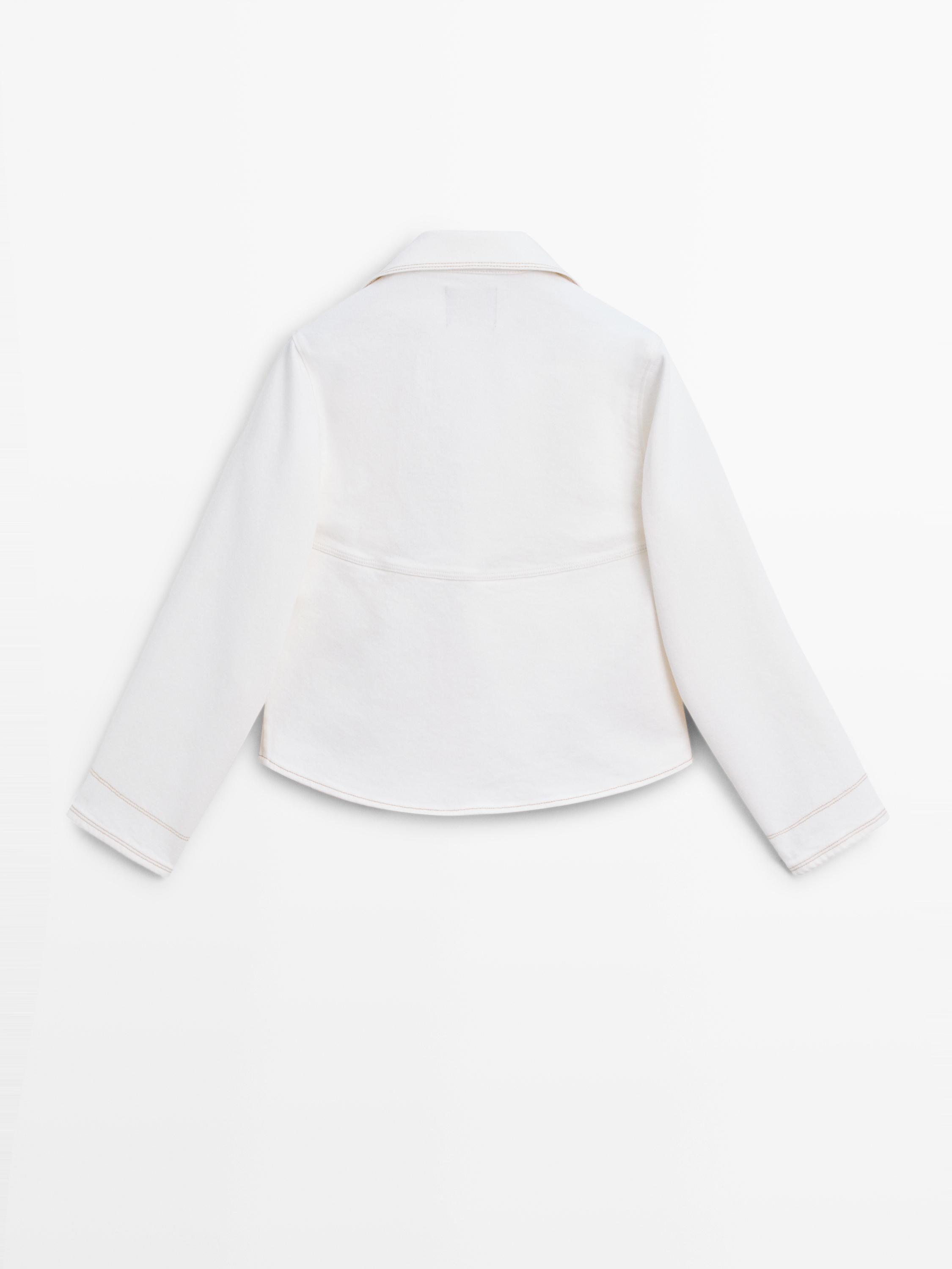 Denim jacket with contrast seam — WHITE