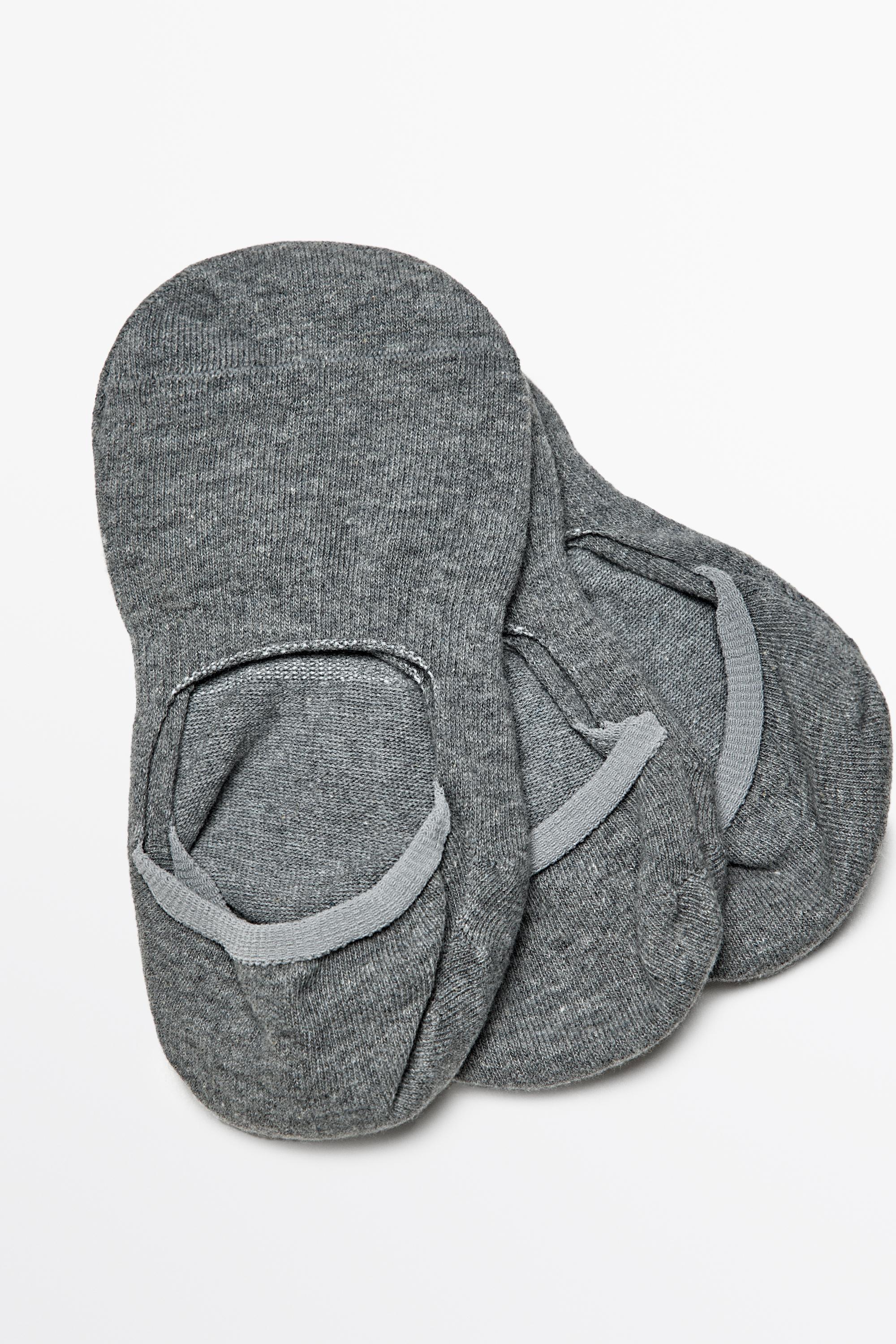 Pack of 3 pairs of no-show cotton blend socks — CHARCOAL