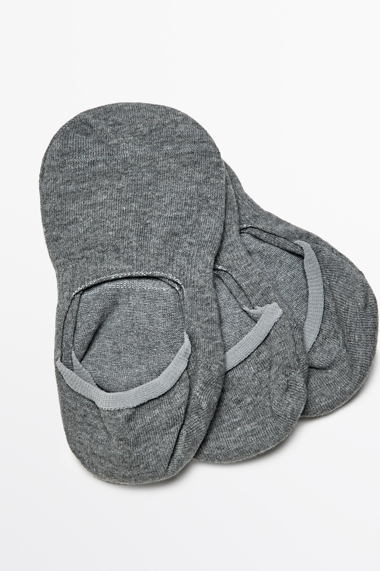 Pack of 3 pairs of no-show cotton blend socks — CHARCOAL