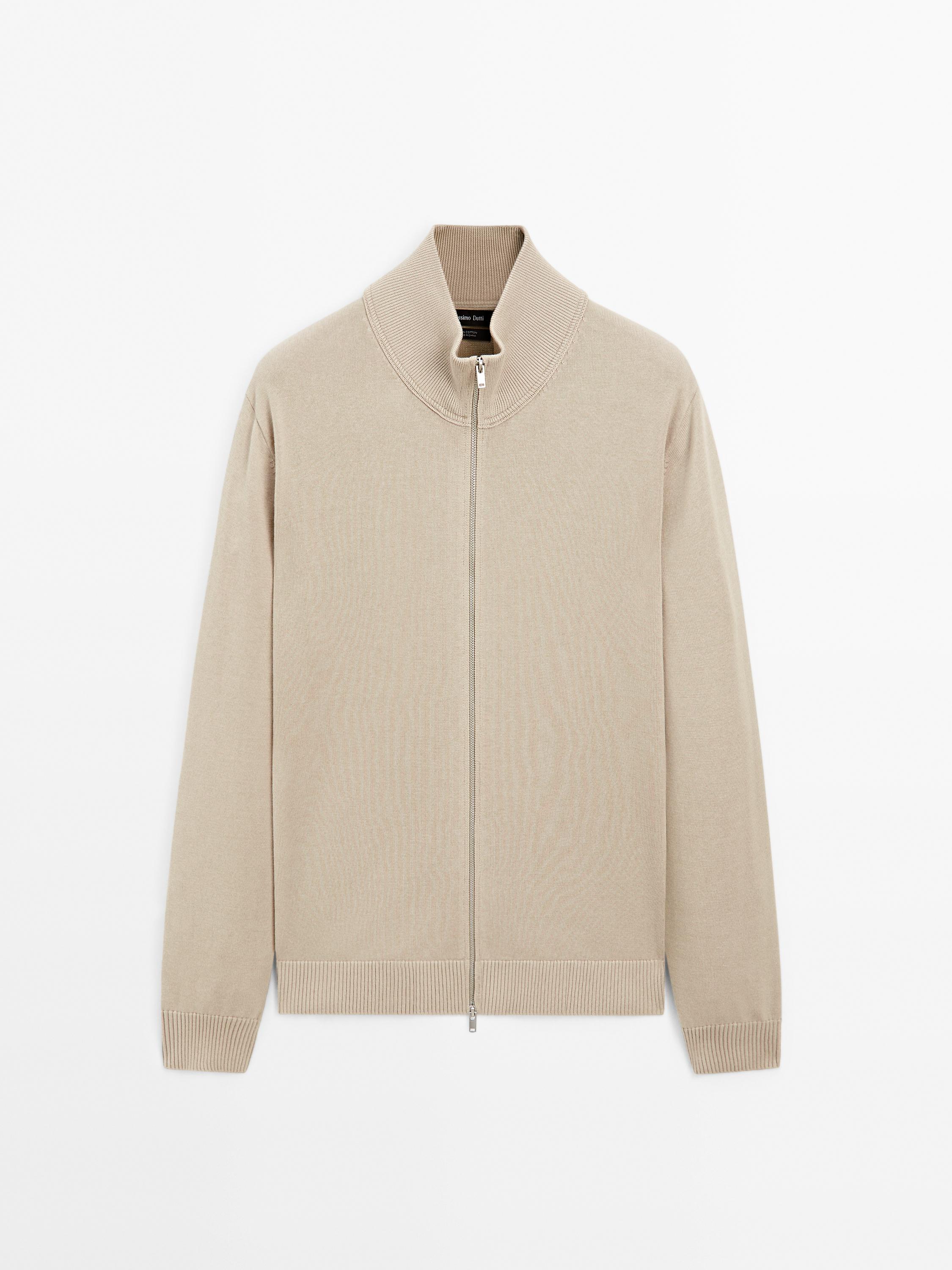 100% cotton zip cardigan