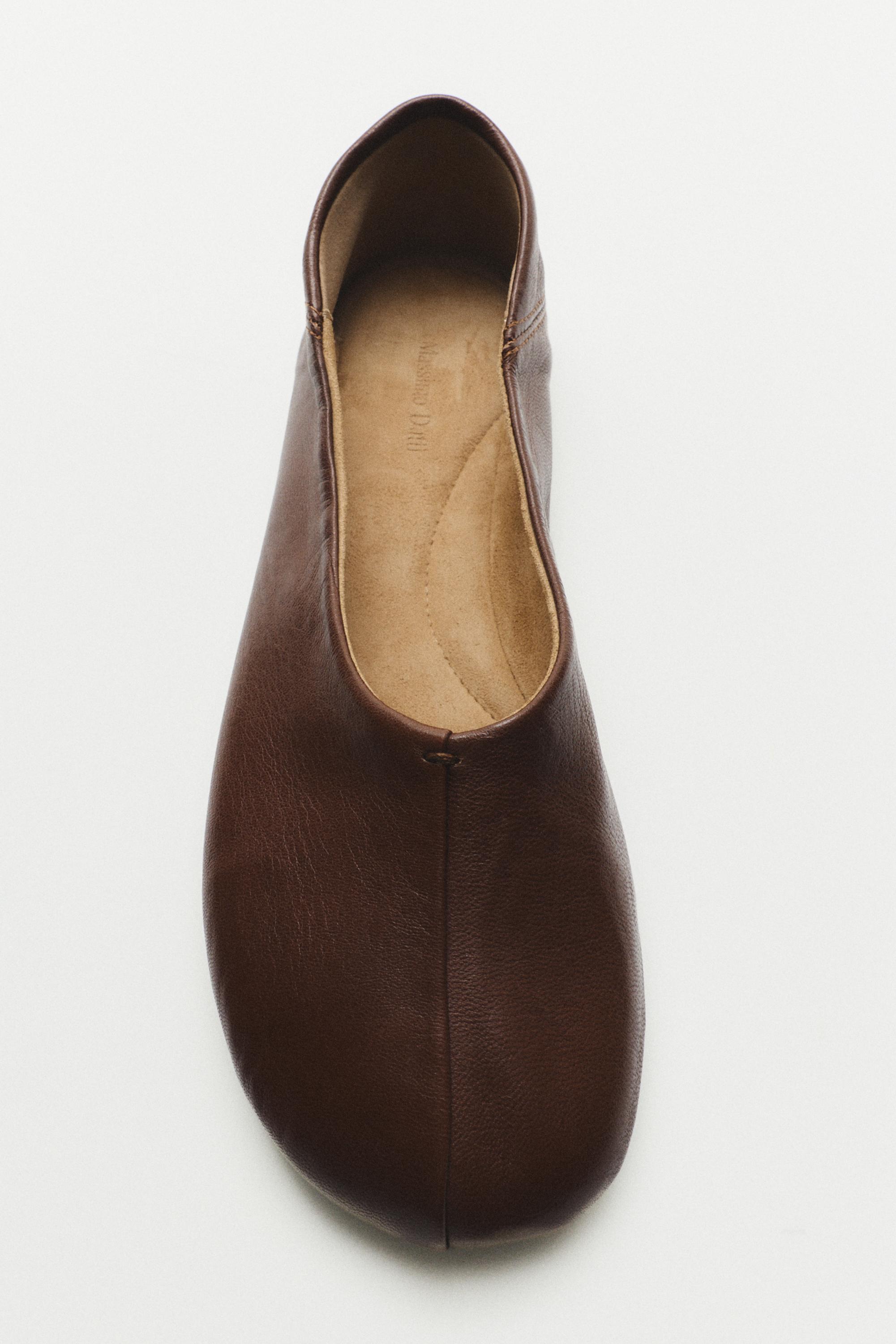 Soft leather ballet flat — HAZELNUT BROWN