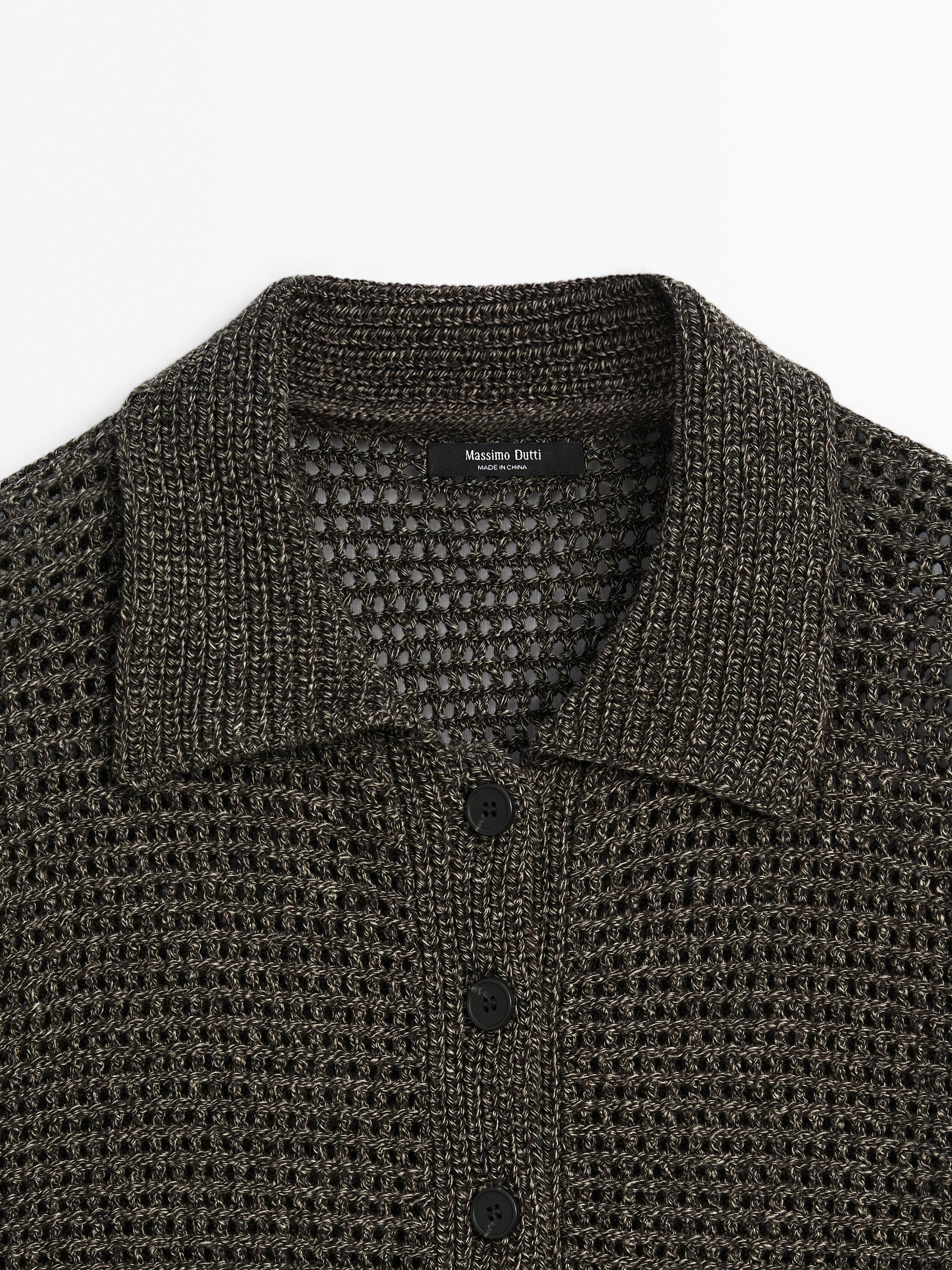 Short sleeve open-knit cardigan