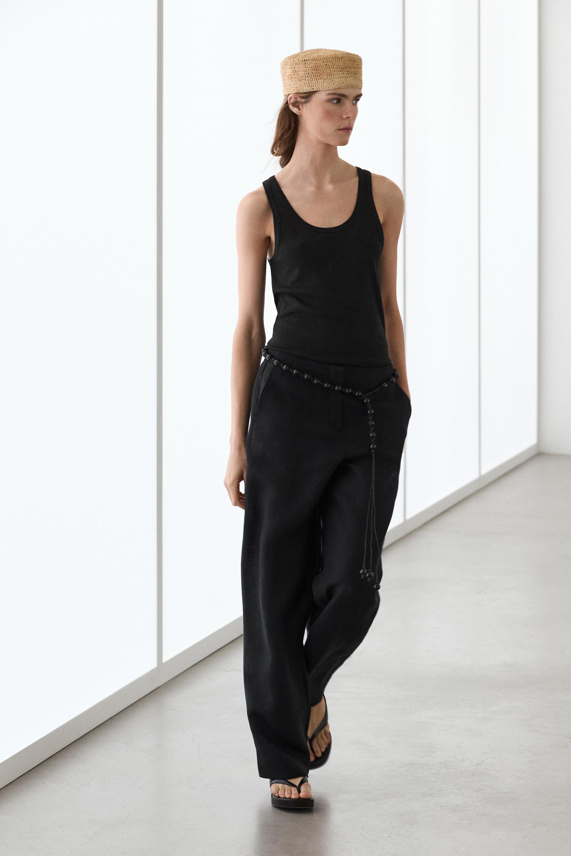 Sleeveless 100% cotton T-shirt — BLACK