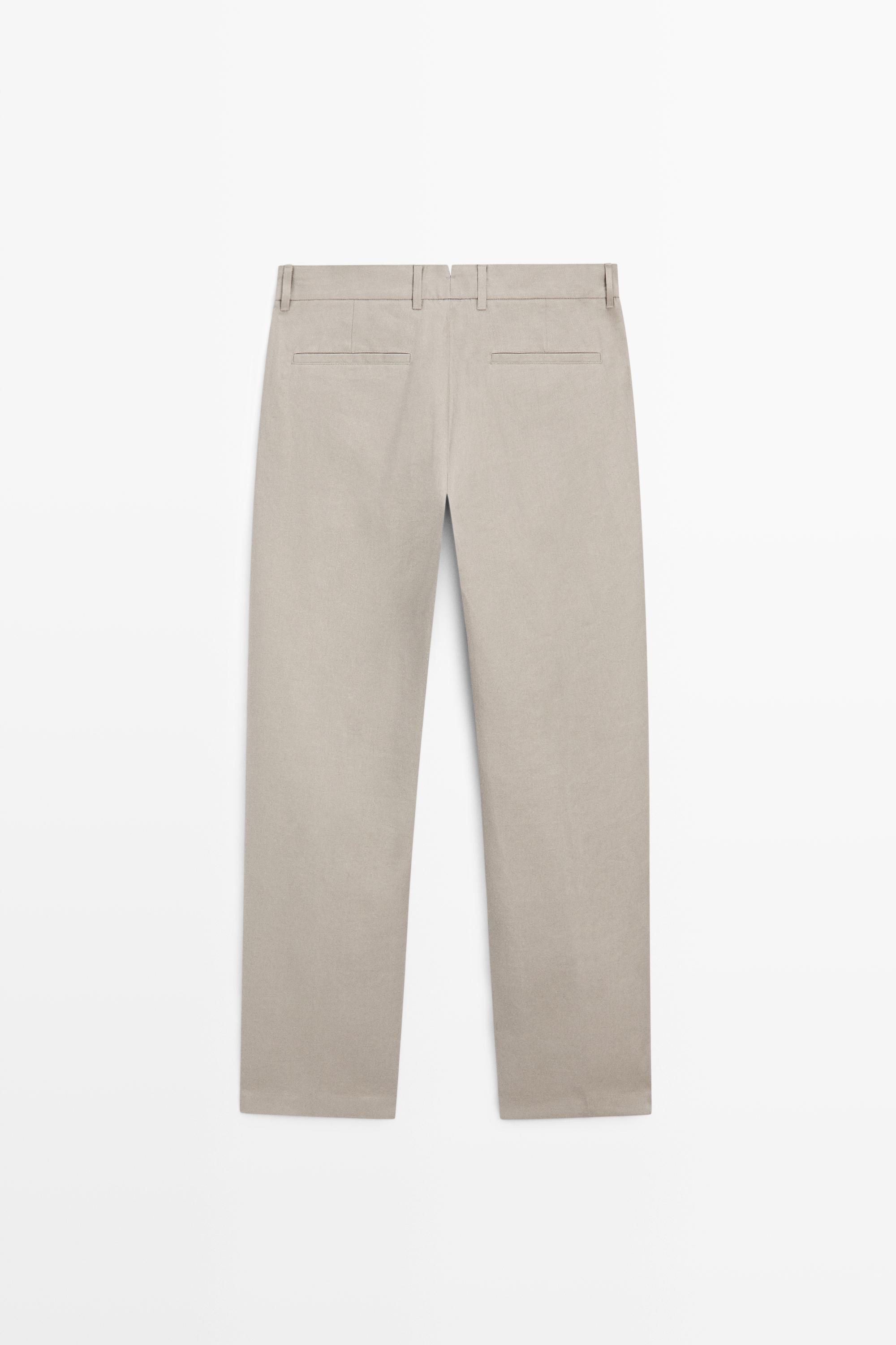 Tapered fit linen pants — BEIGE