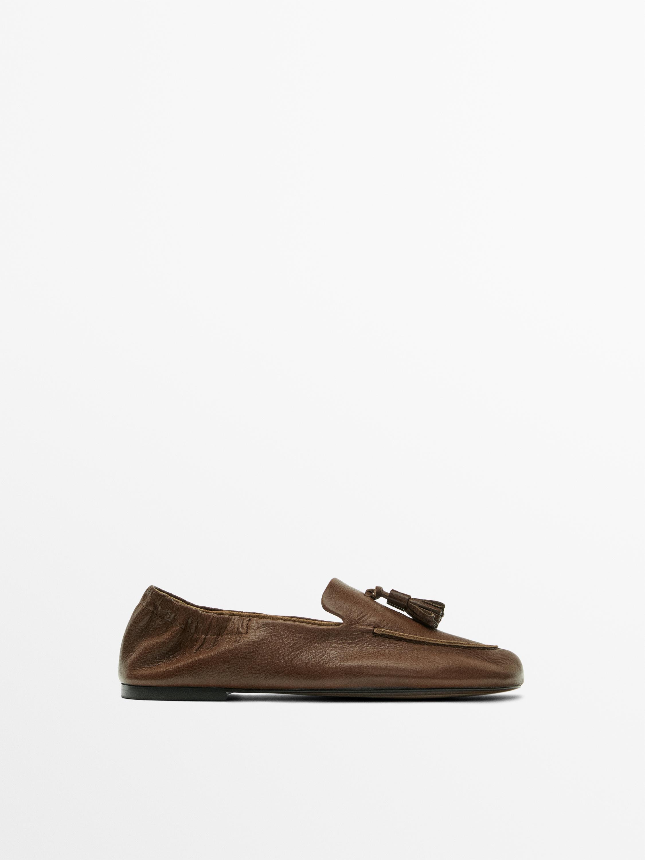 Leather tassel loafers — HAZELNUT BROWN