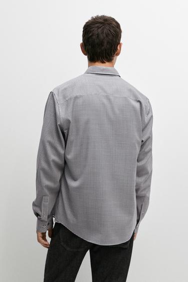 100% wool regular fit check shirt — NAVY BLUE 5