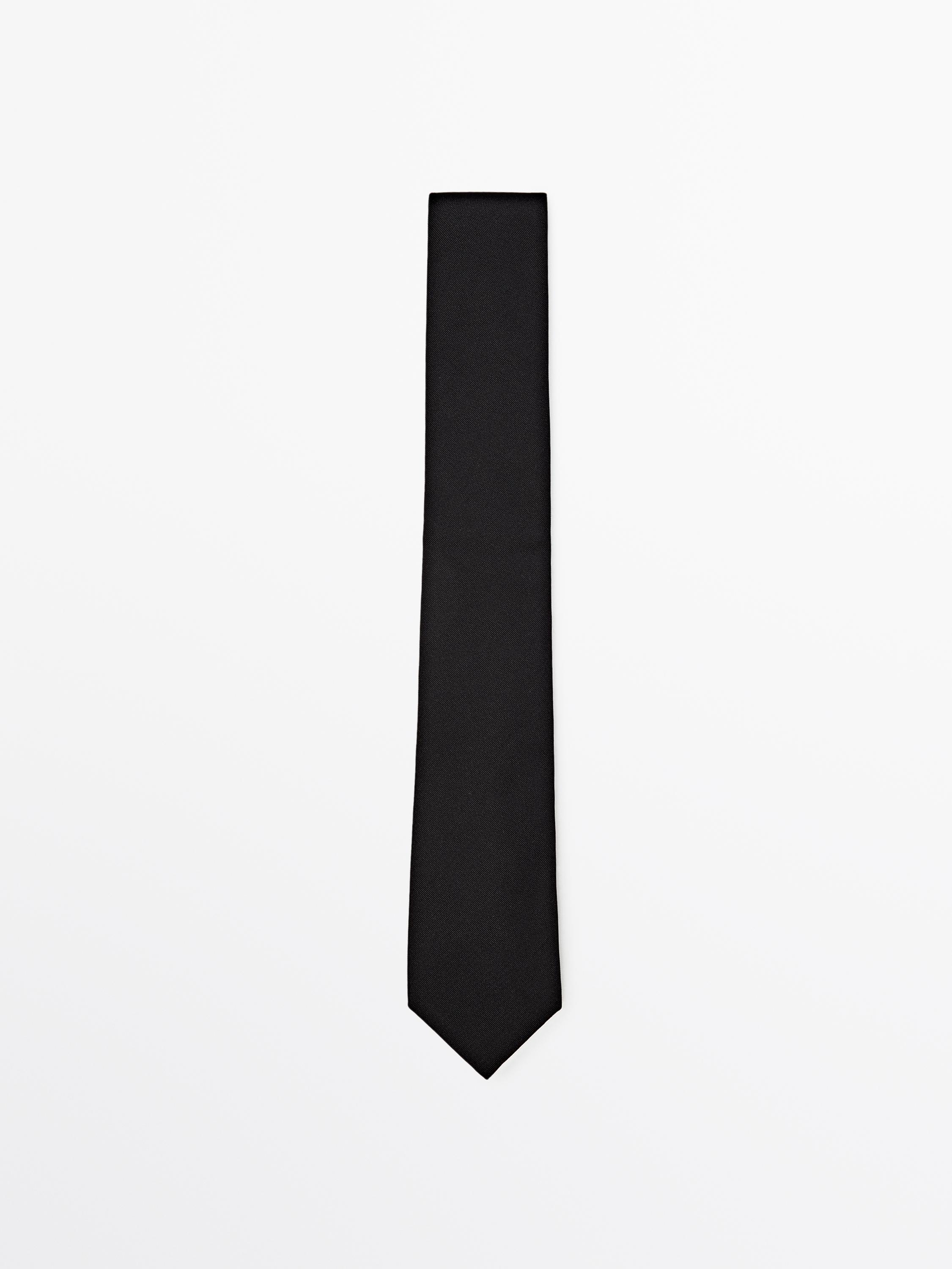 Cotton and silk blend twill tie — BLACK