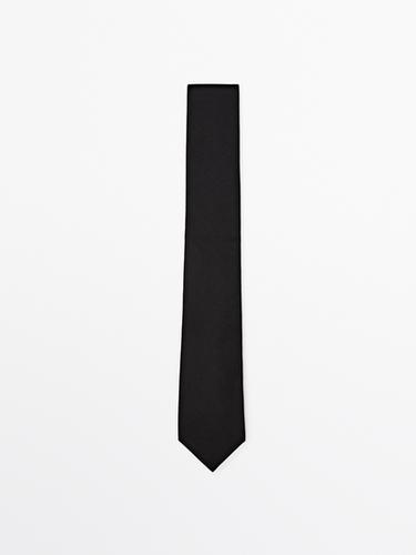 Cotton and silk blend twill tie — BLACK 1