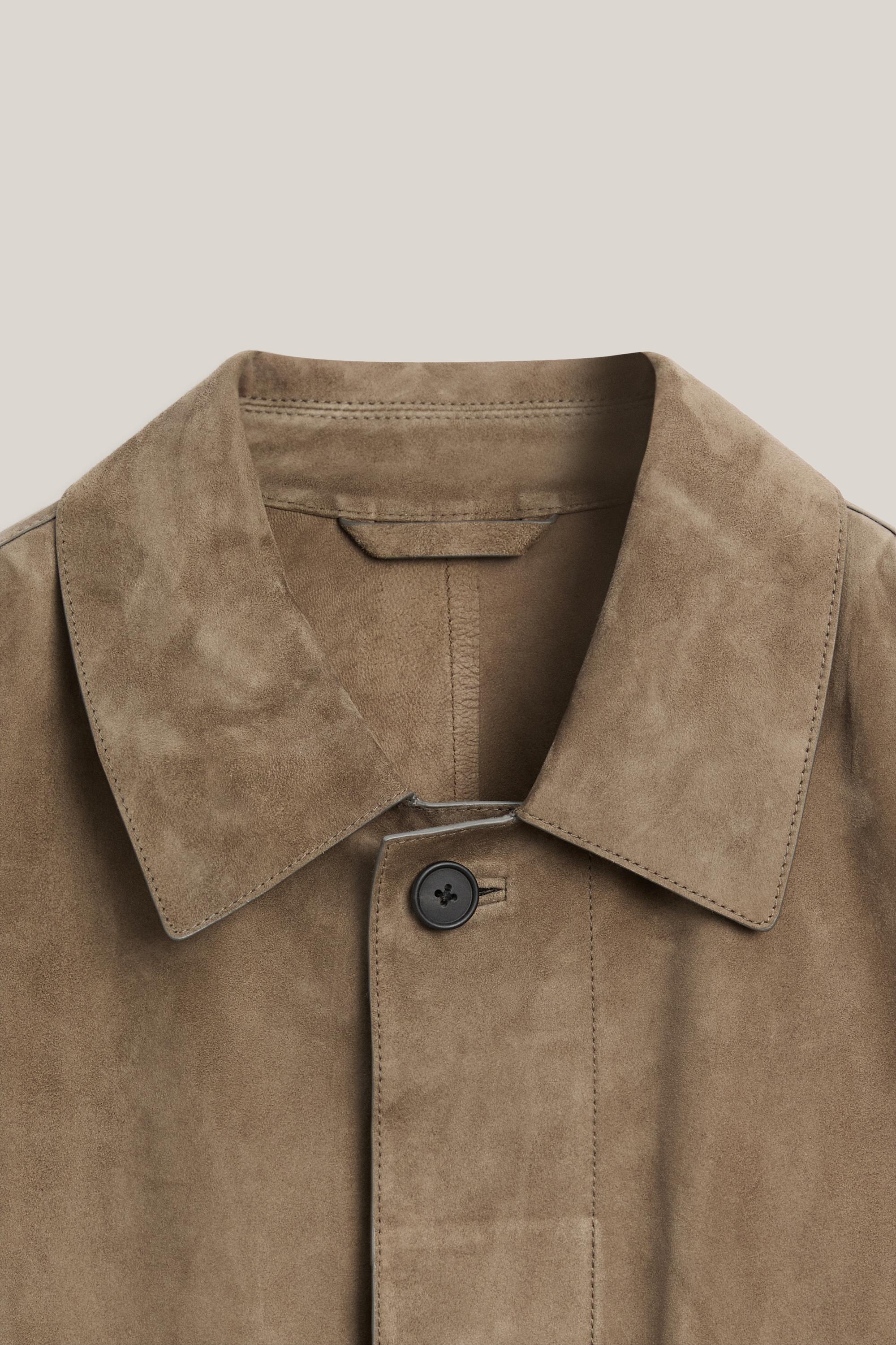 Suede leather overshirt with pockets - LIMITED EDITION — PALE GREEN