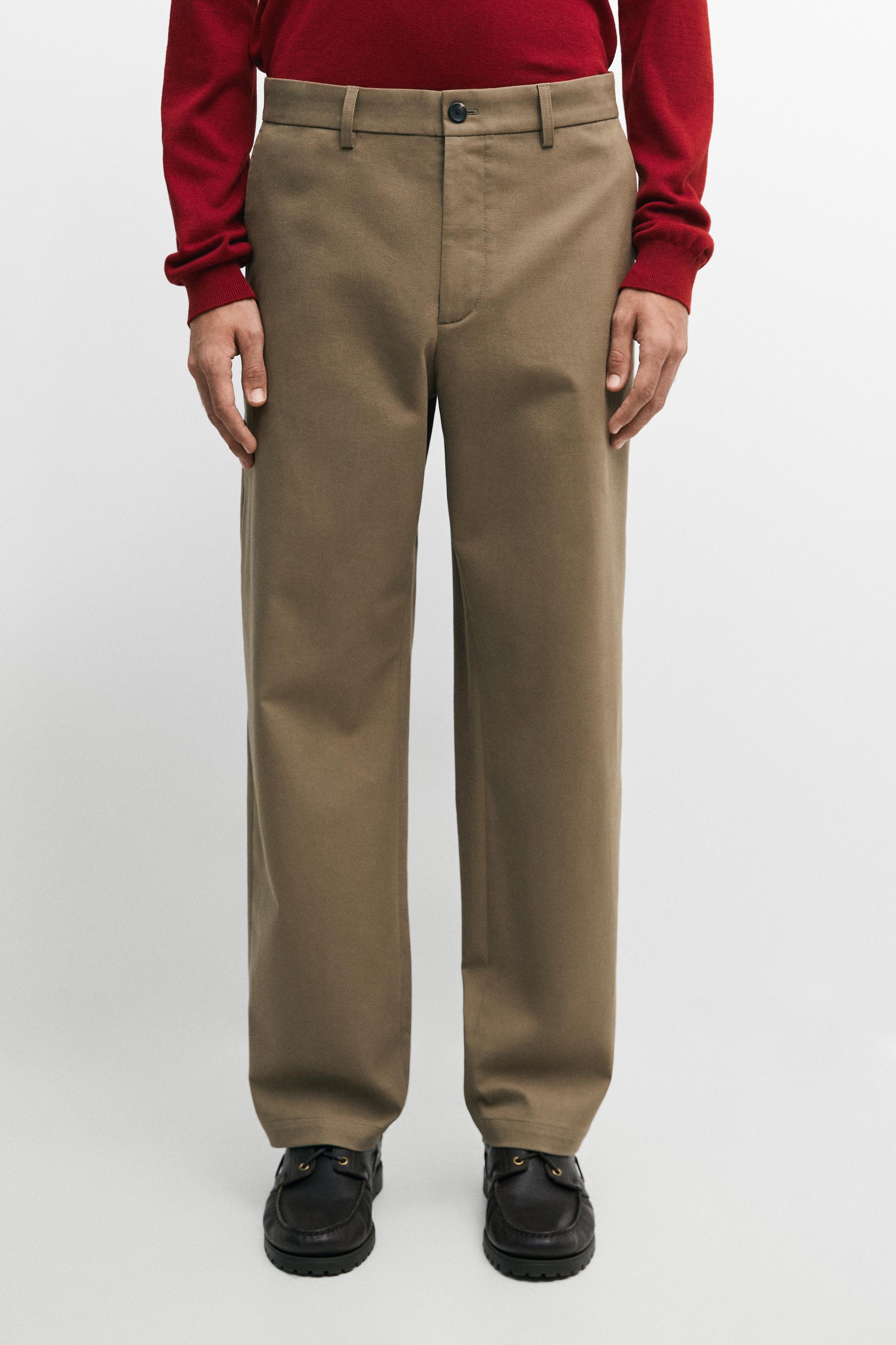 Cotton blend straight-leg pants