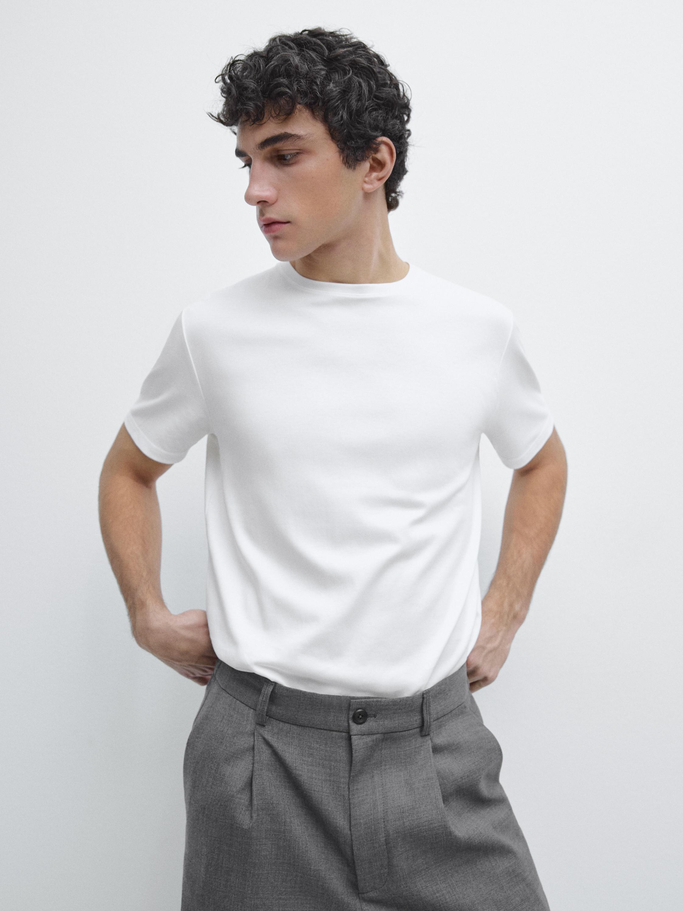 100% mercerised cotton T-shirt — WHITE