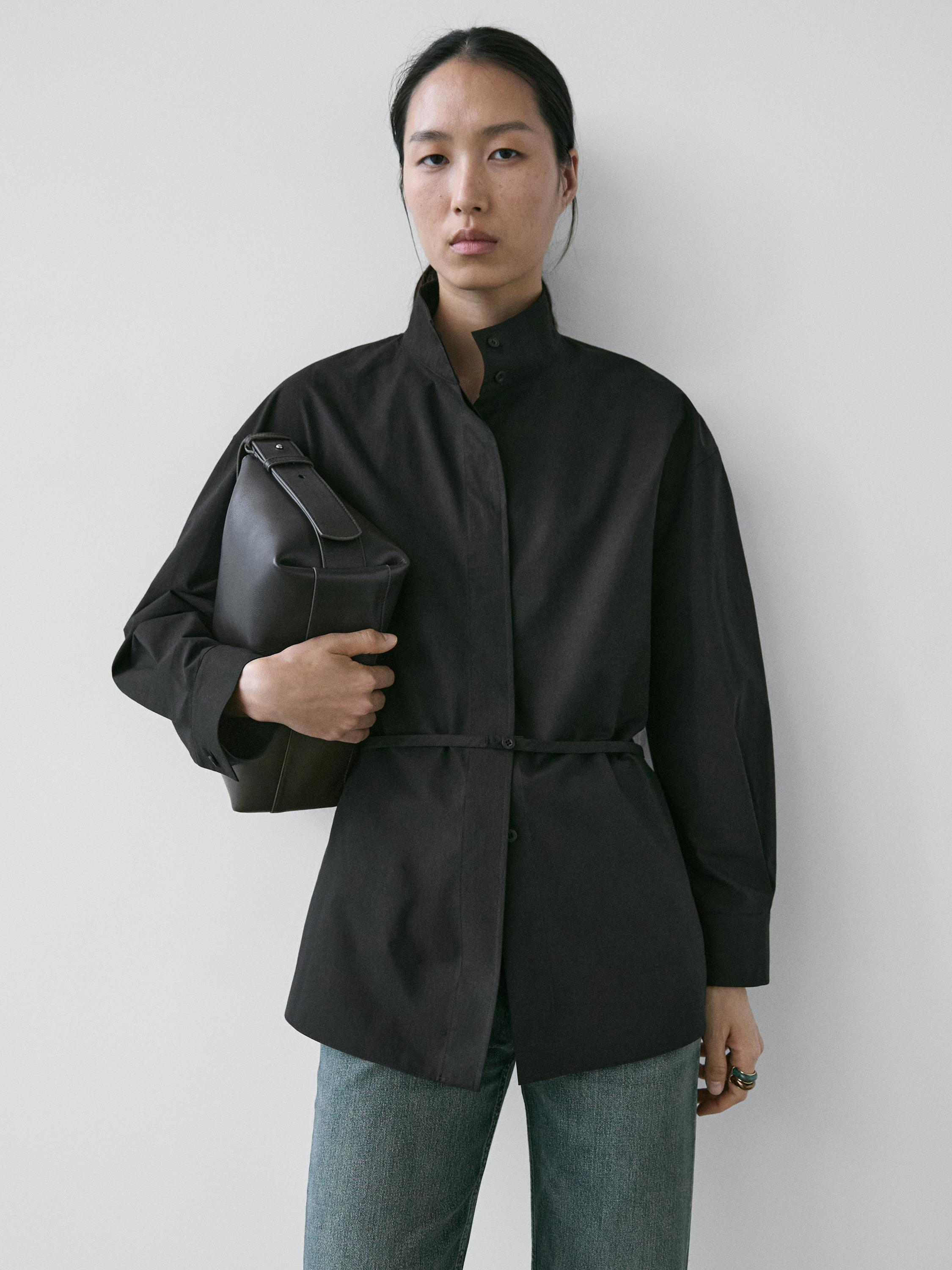 Tasma komponentli baland yoqali koʻylak