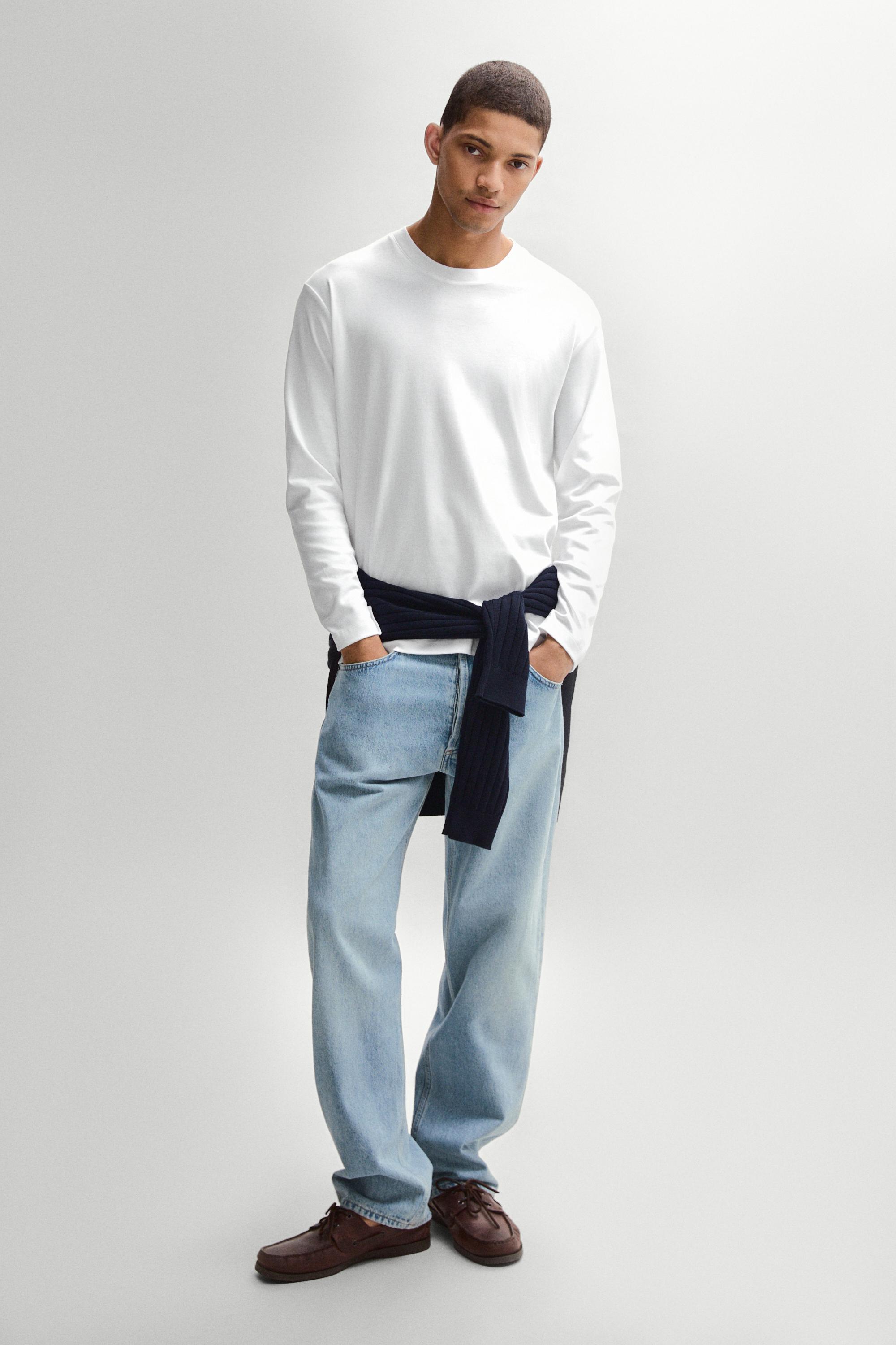 100% cotton long sleeve T-shirt — WHITE