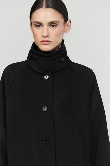 Wool-cashmere blend loose-fitting long coat — BLACK 5