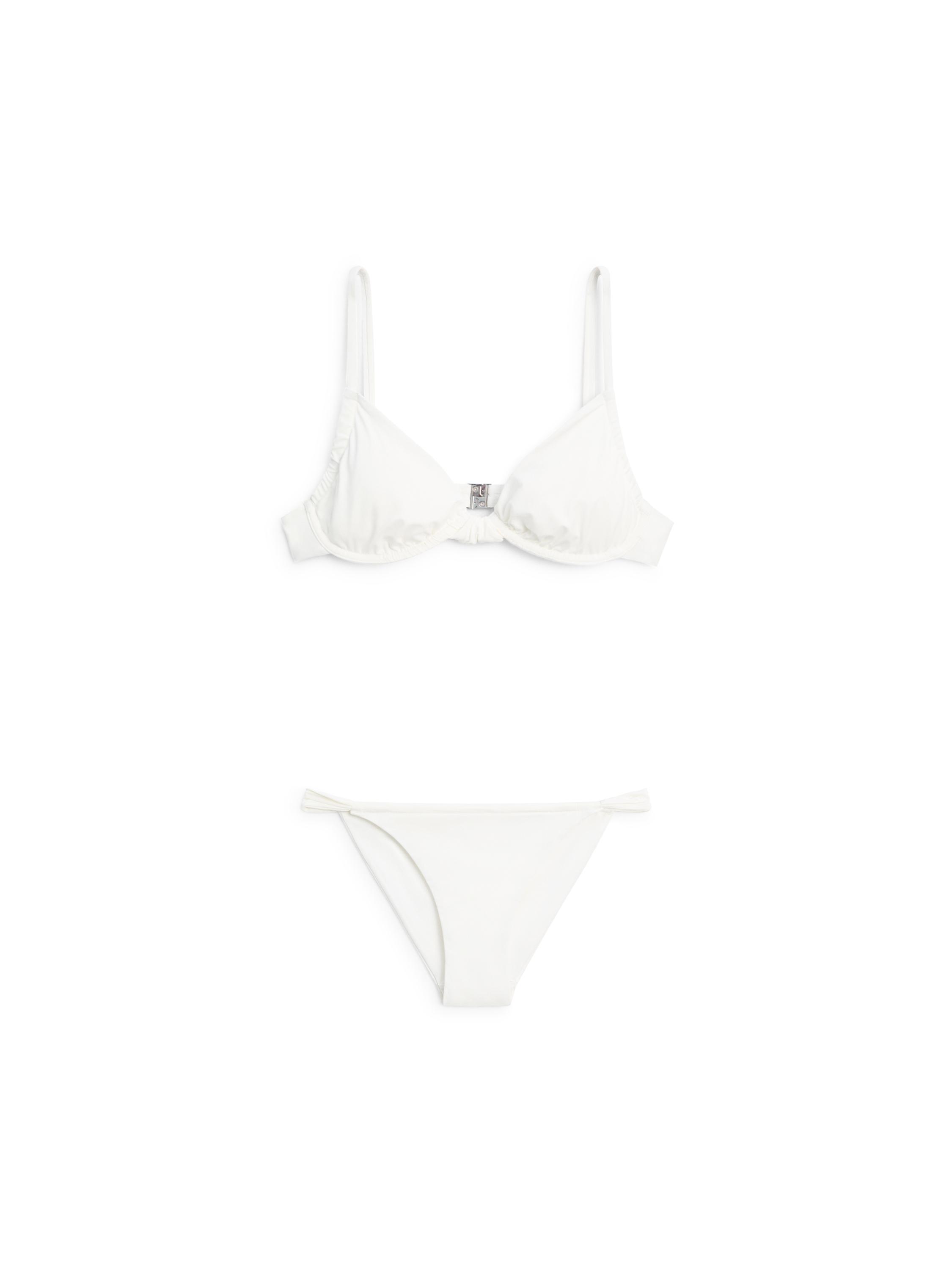 Gathered bikini top with underwire — Off white