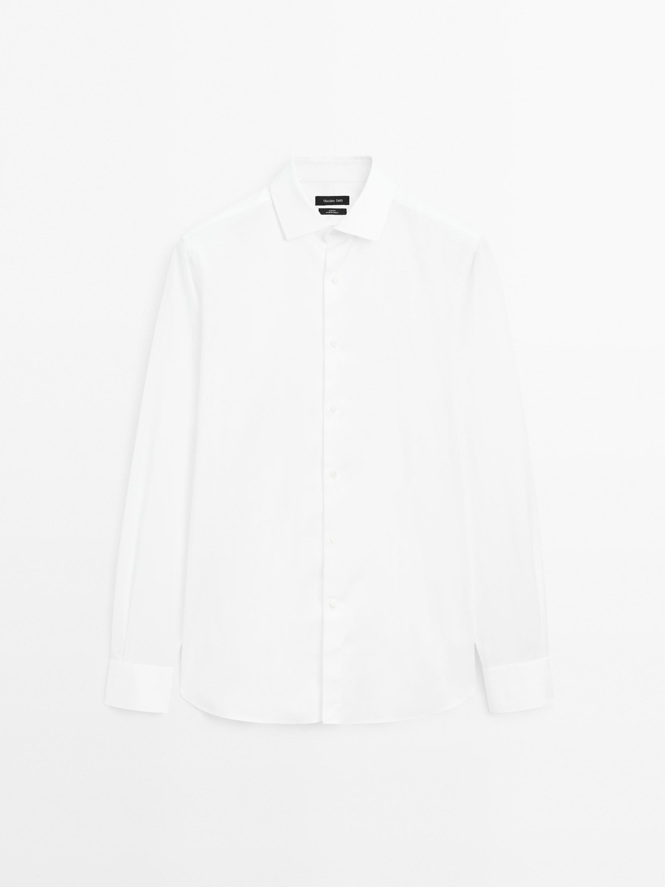 Slim fit 100% cotton shirt — WHITE