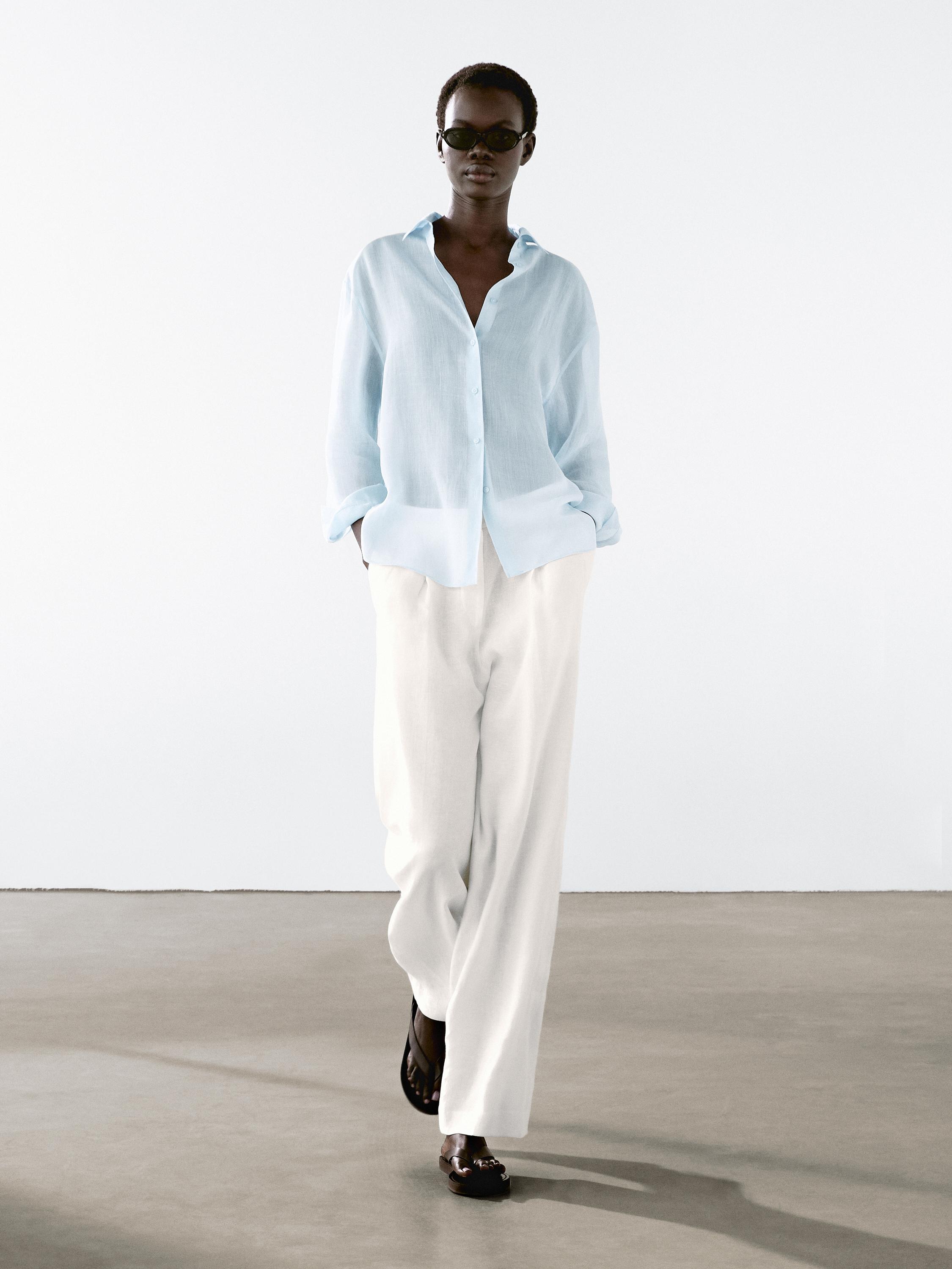 Flowing ramie blend shirt