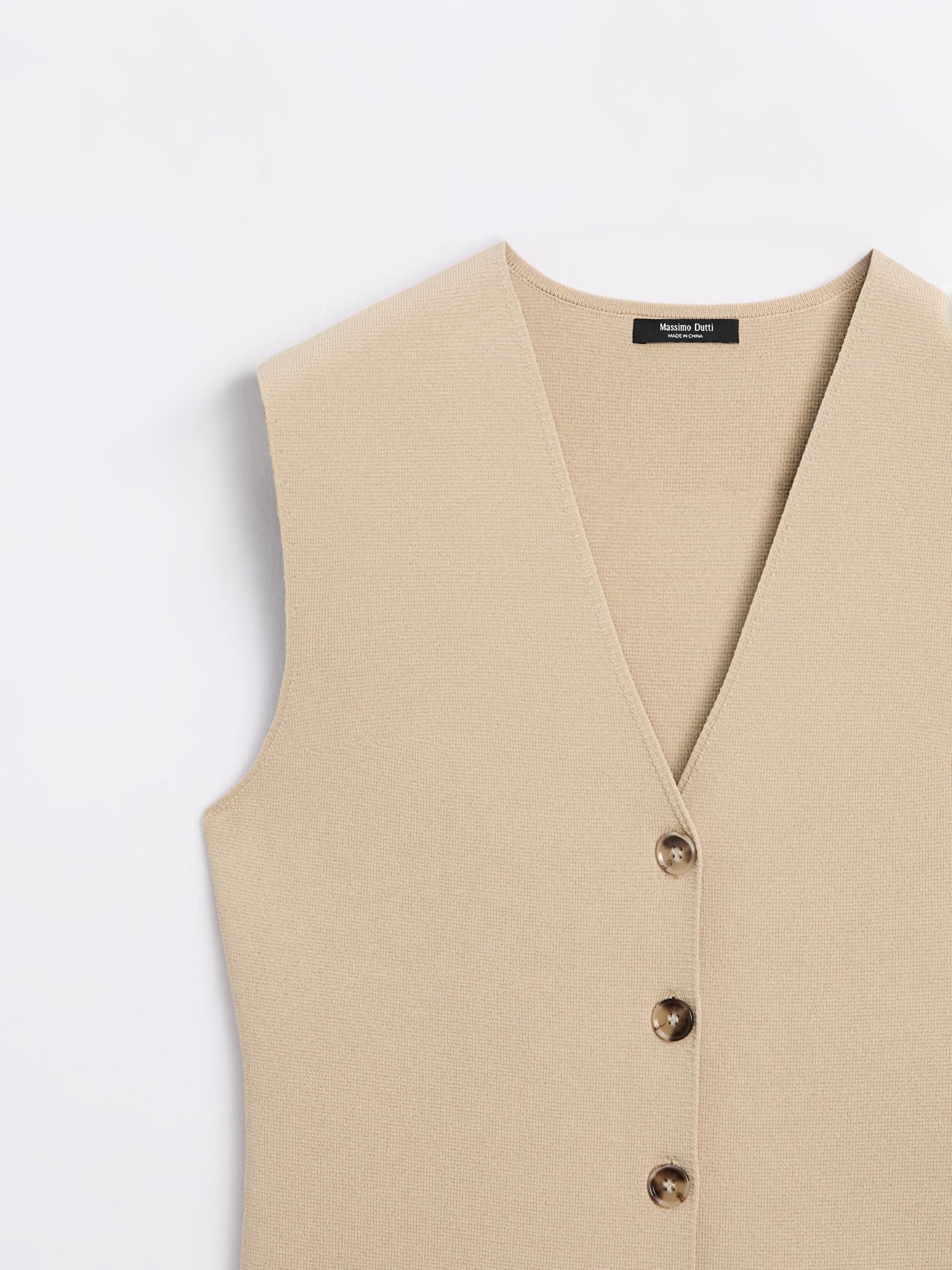 Knit waistcoat with button details — BEIGE