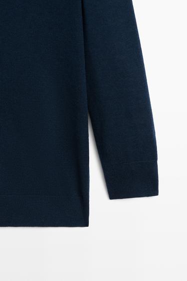 Wool blend turtleneck knit sweater — NAVY BLUE 7