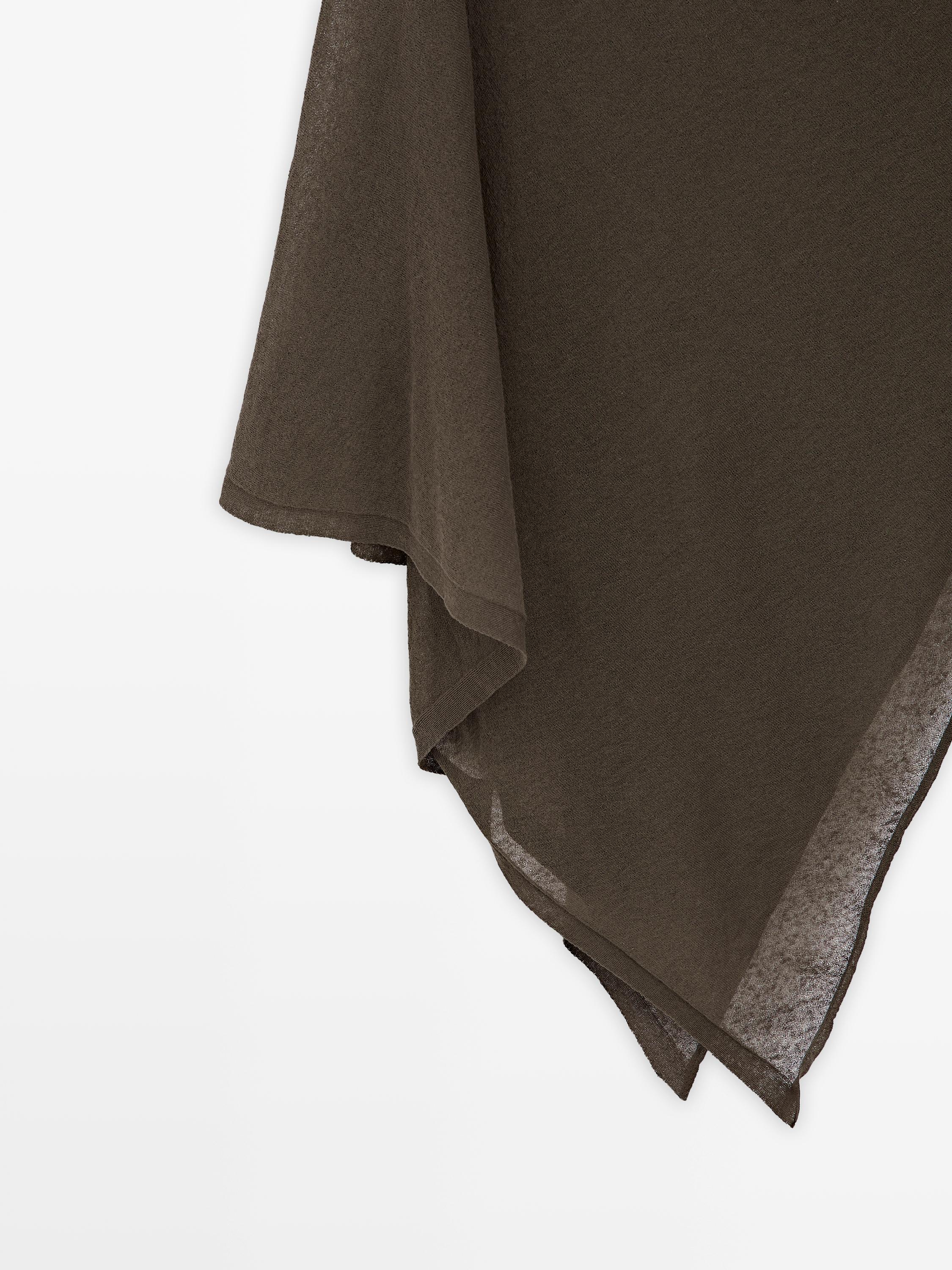 Asymmetric linen blend cape