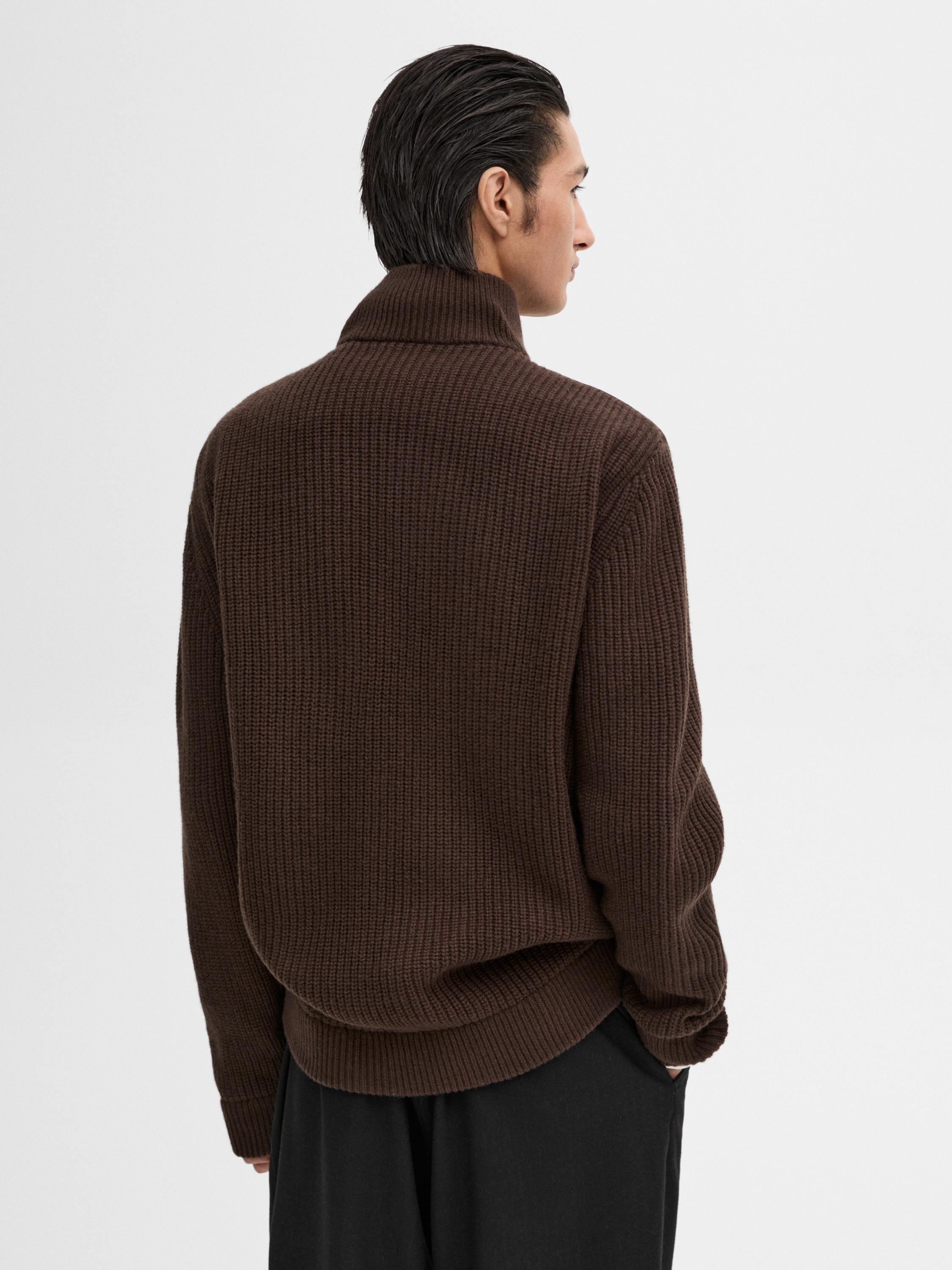 Contrast knit suede leather jacket