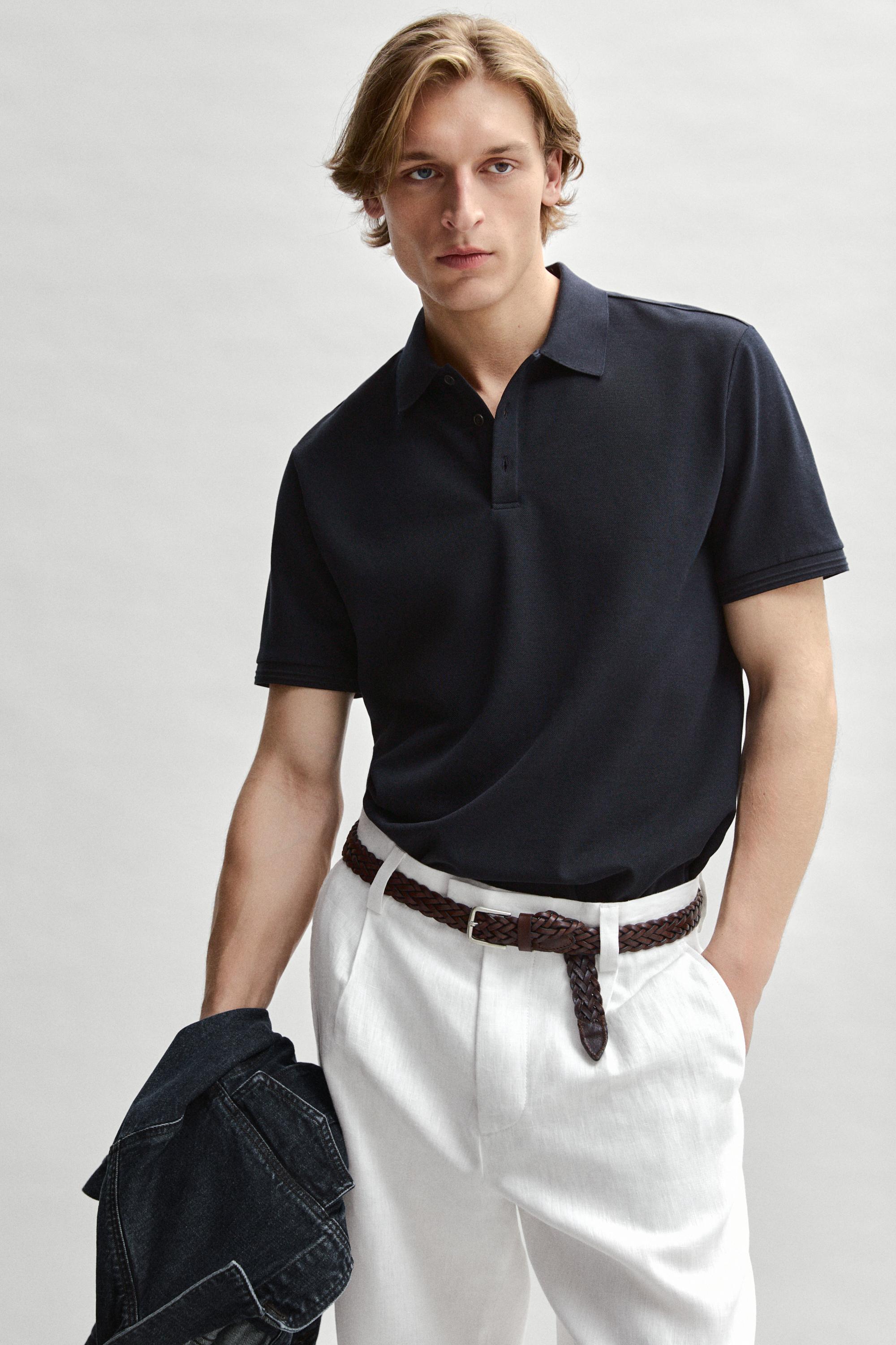 100% cotton short sleeve polo shirt — NAVY BLUE