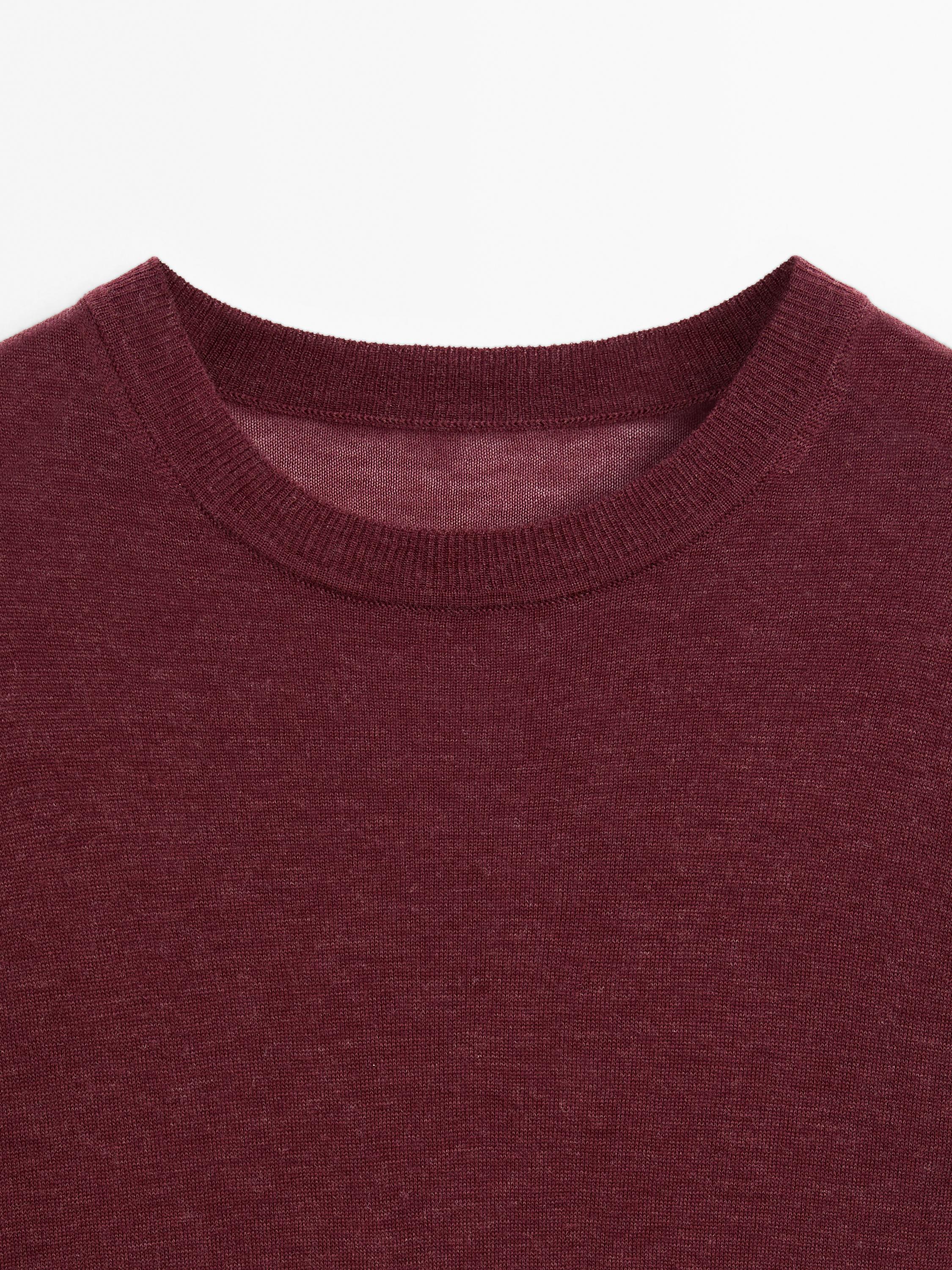 sveter z jemného úpletu s krátkym rukávom zo 100 % vlny - STUDIO