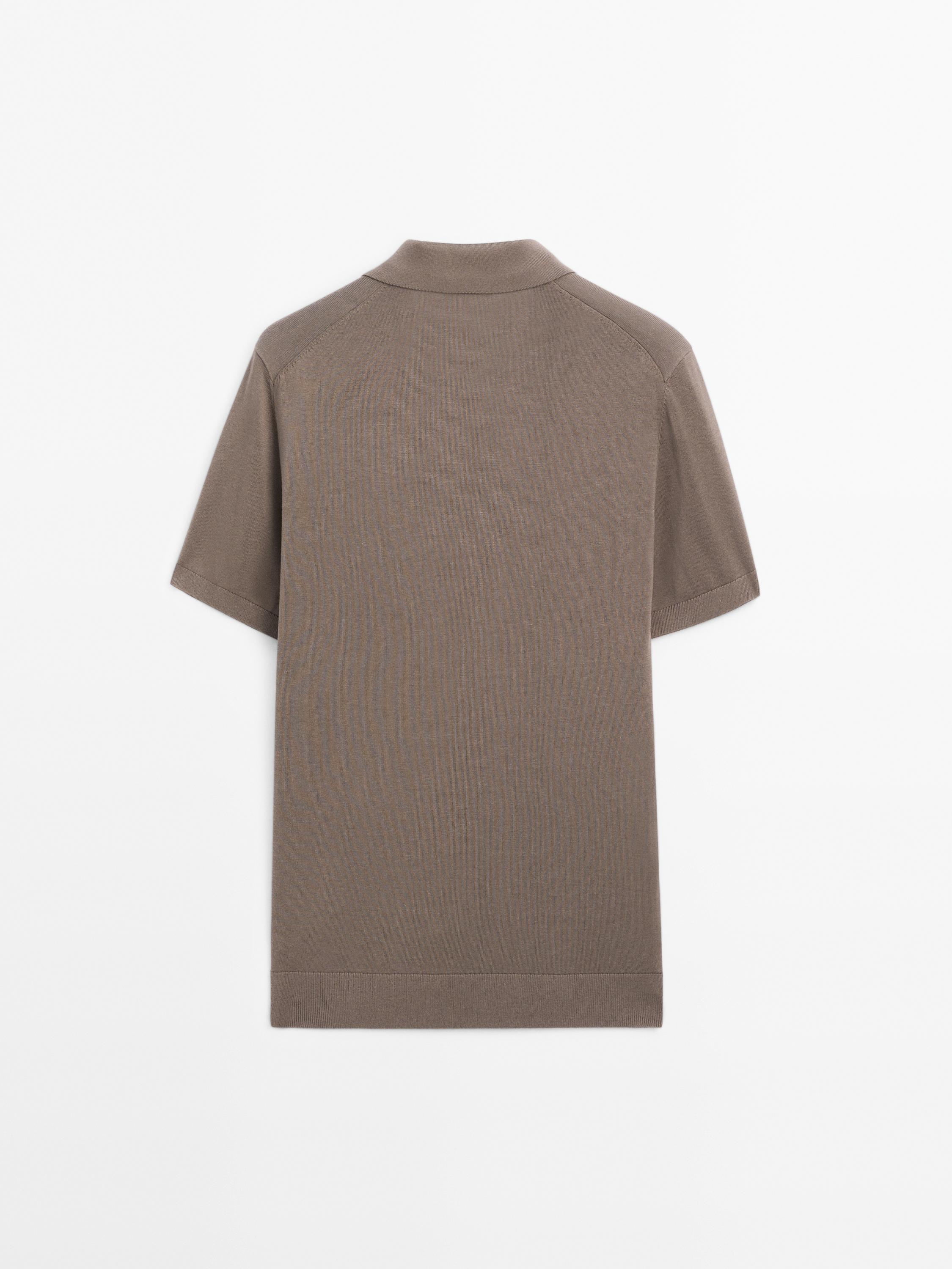 Short sleeve V-neck polo sweater