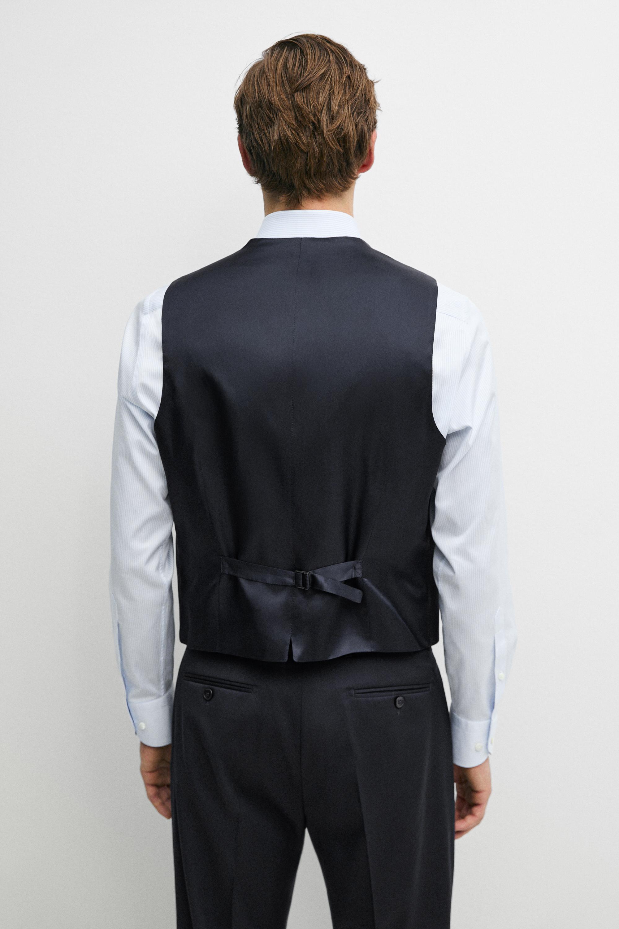 Cool wool suit waistcoat — NAVY BLUE