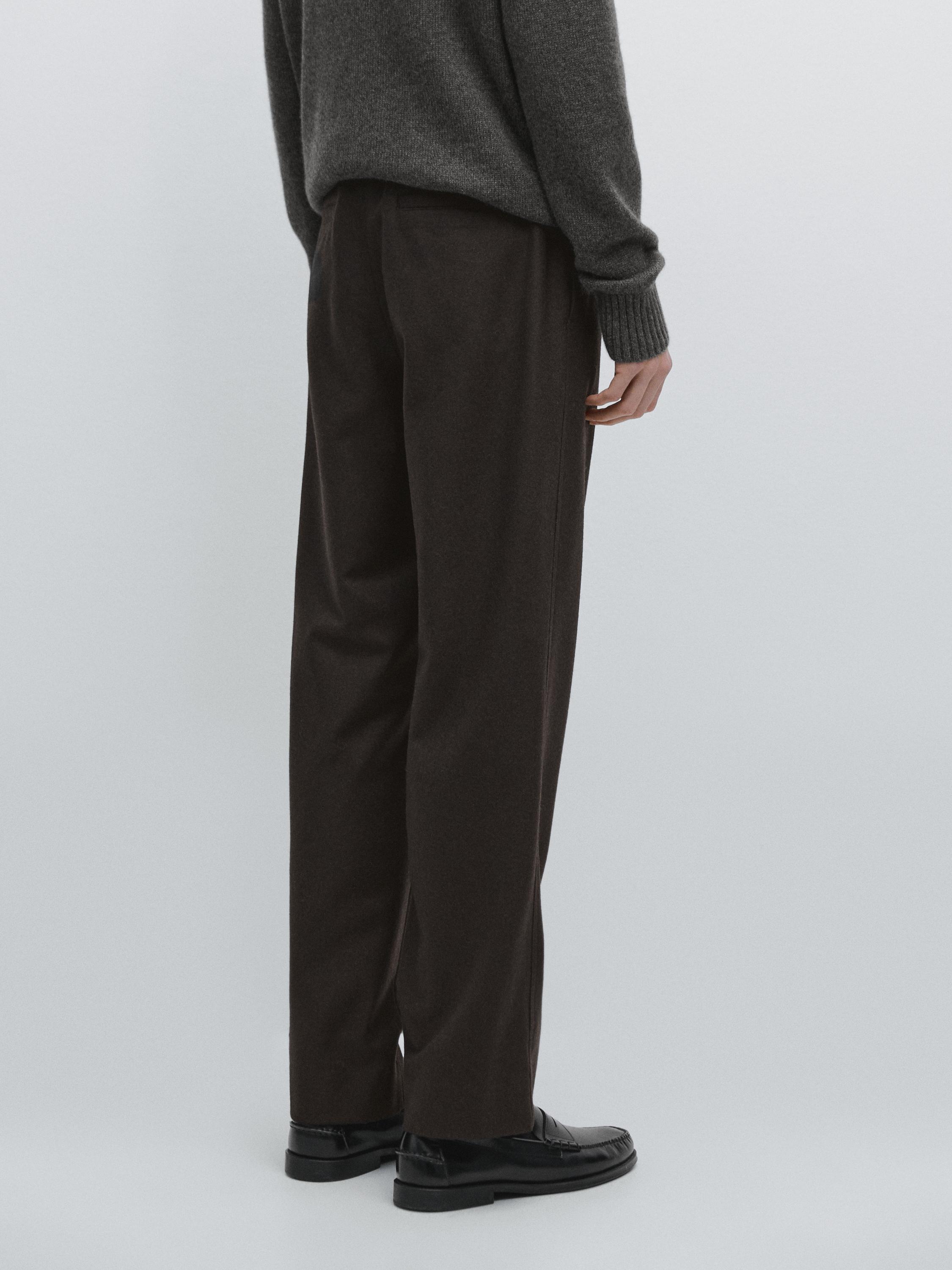 Total look wool blend trousers — BROWN