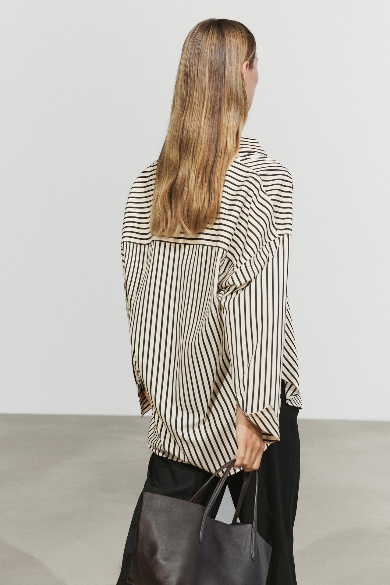 Flowing striped shirt — WHITE